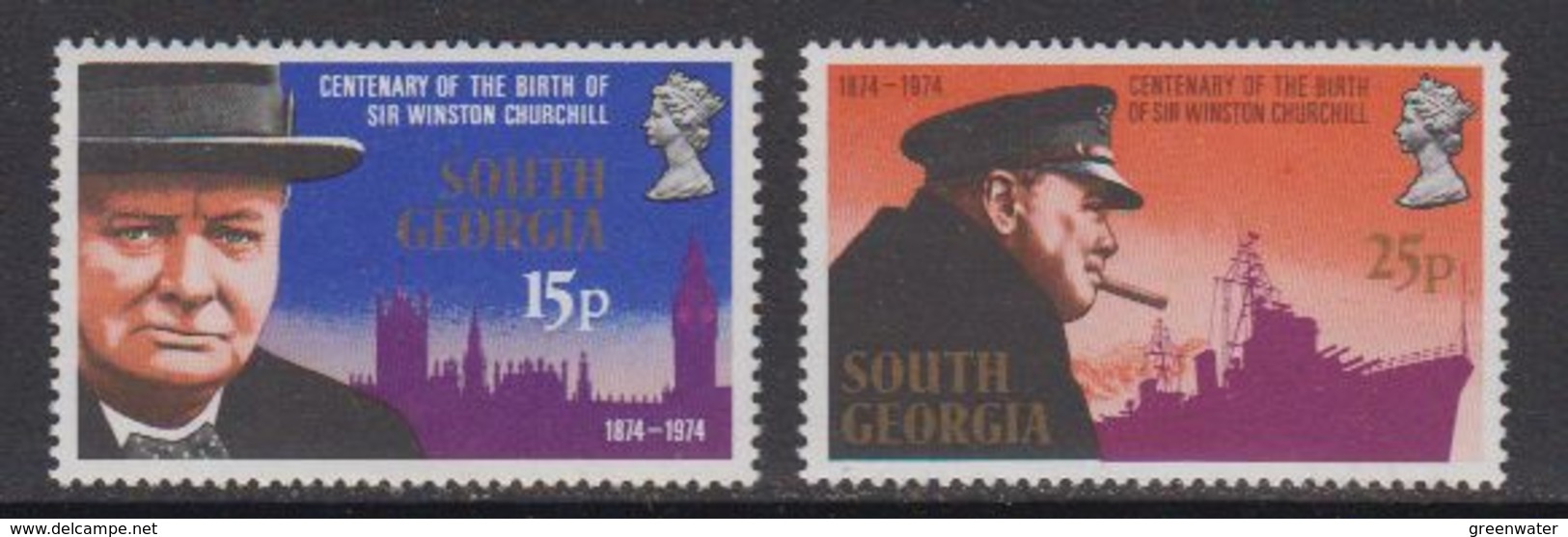 South Georgia 1974 Sir Winston Churchill 2v ** Mnh (41712) - Zuid-Georgia