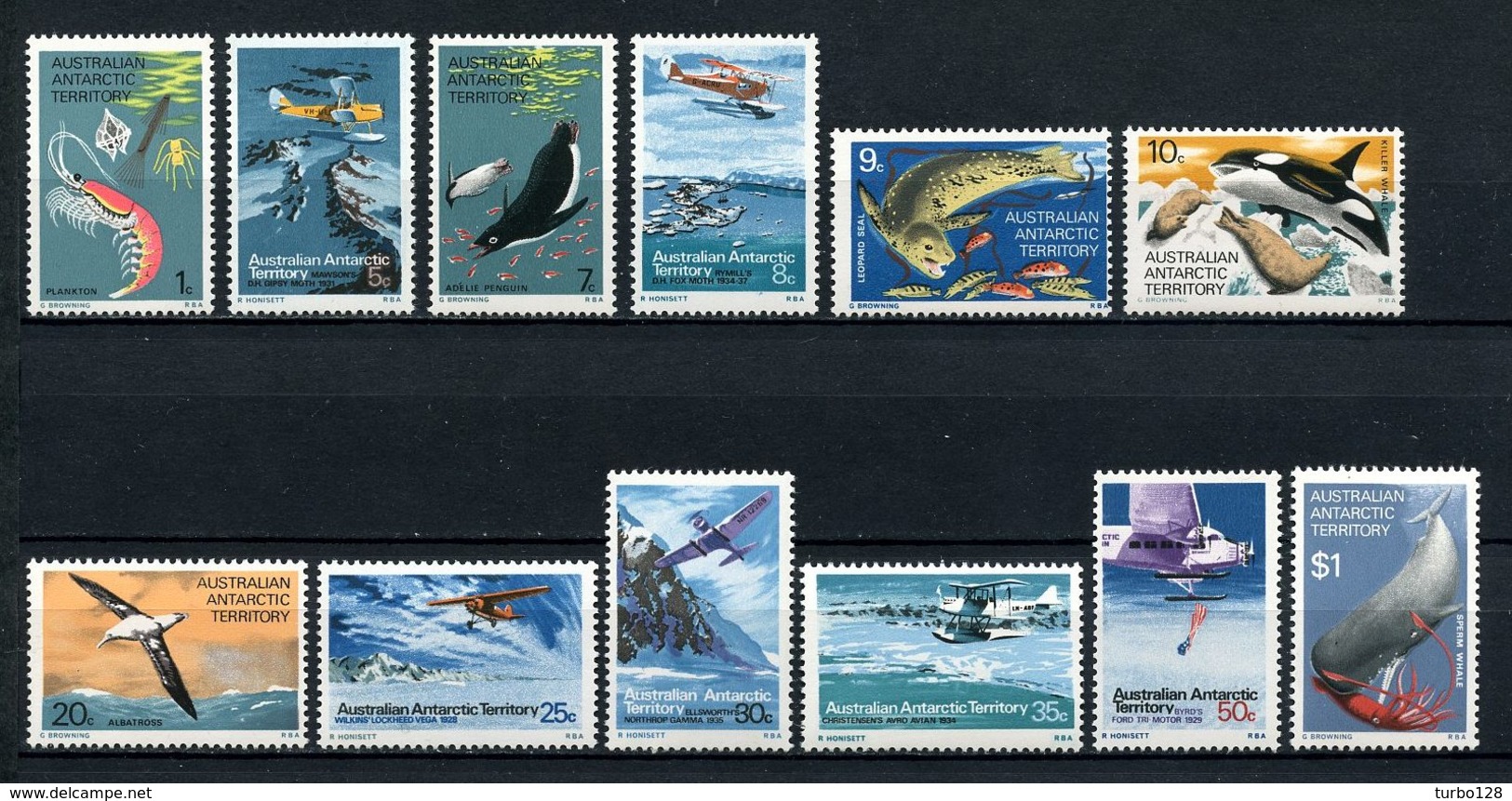 ANTARCTIQUE AAT 1973 N° 23/34 ** Neufs MNH  Superbes C 25 € Oiseaux Albatros Faune Marine Baleine Avions Gipsy Moth - Neufs