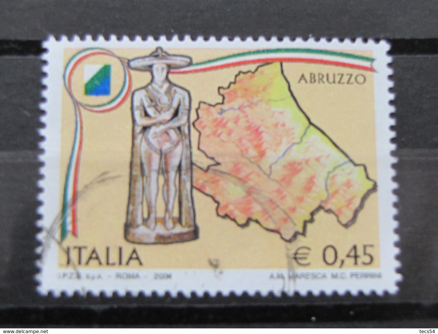 *ITALIA* USATI 2004 - 1^ REGIONI D'ITALIA ABRUZZO - SASSONE 2773 - LUSSO/FIOR DI STAMPA - 2001-10: Usati