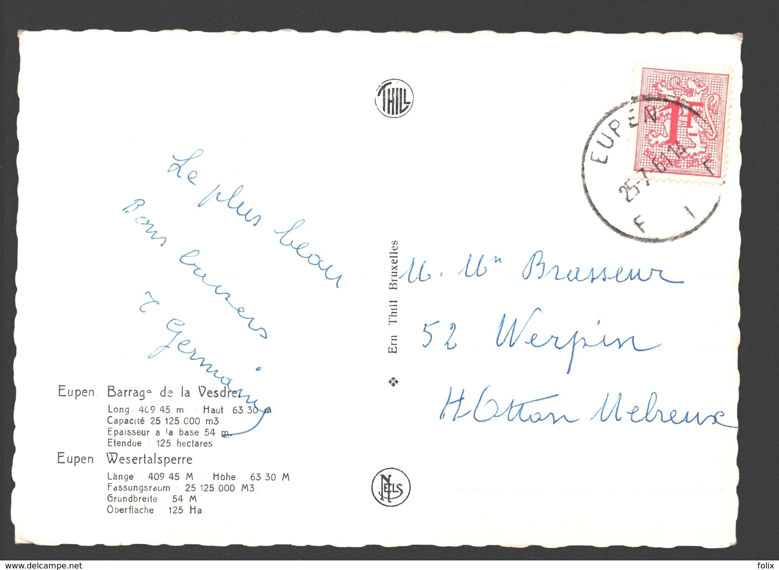 Eupen - Barrage De La Vesdre - 1961 - Eupen