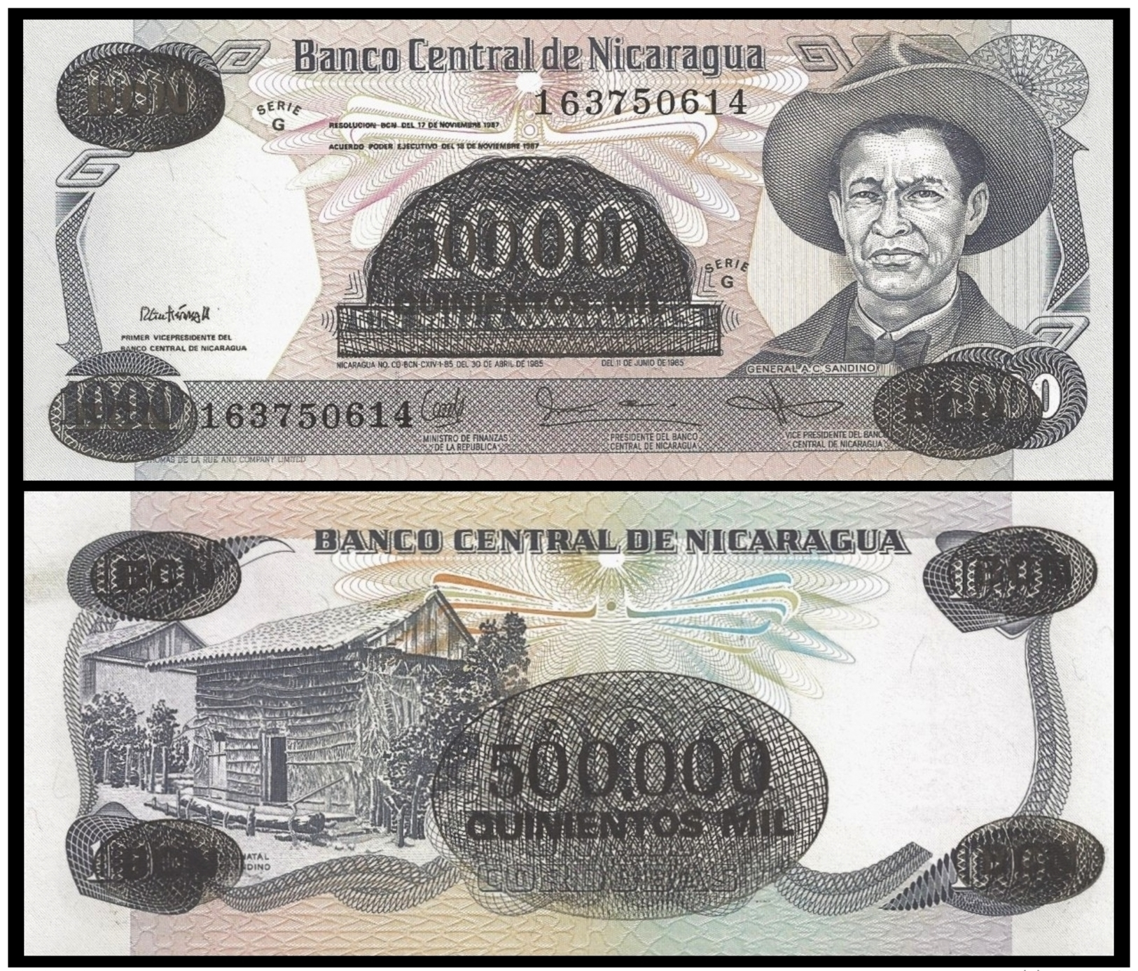 Nicaragua 500000 On 1000 CORDOBAS 1987 P 150 UNC - Nicaragua