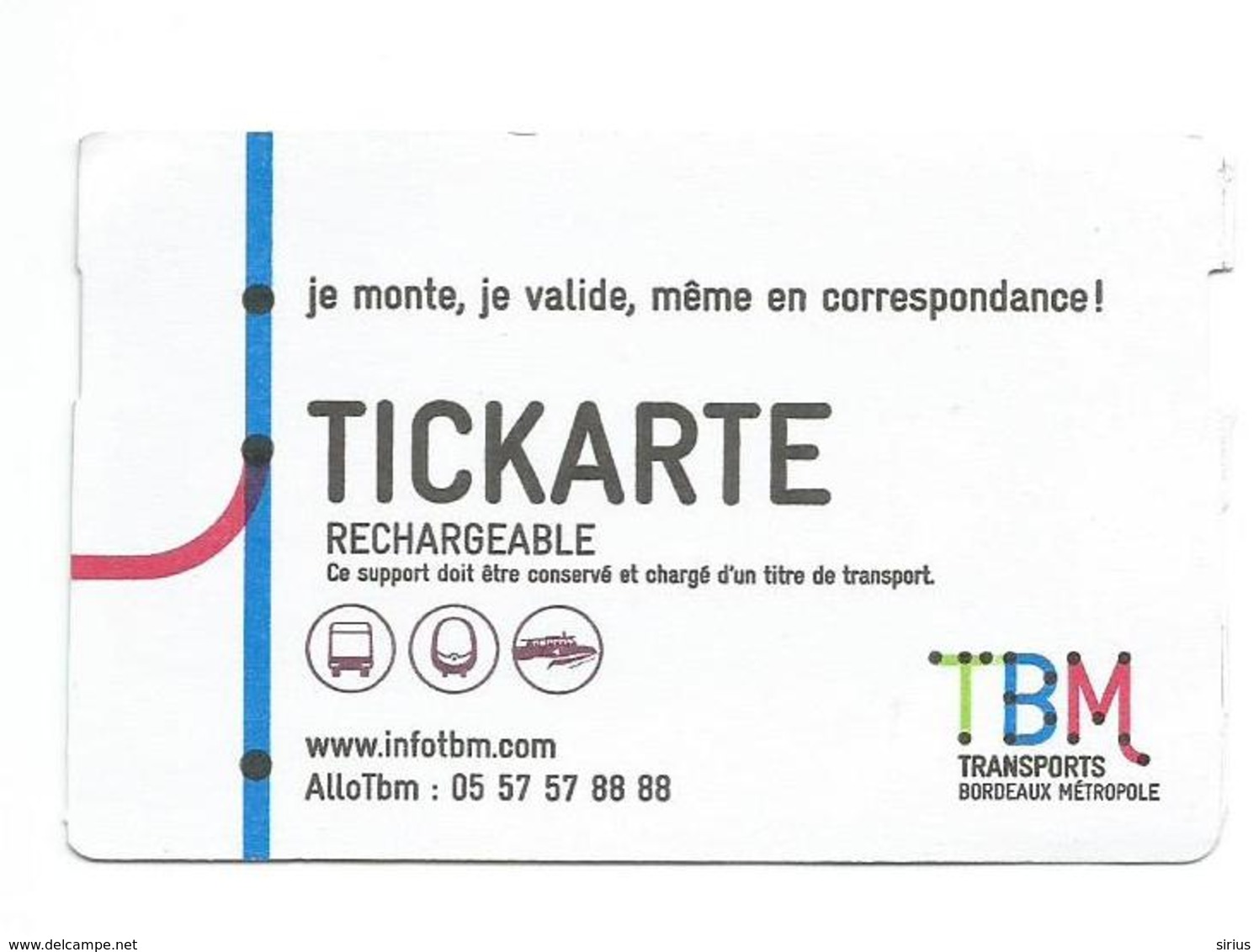 Ticket De Tramway De Bordeaux - Tickarte TBM Rechargeable - Europa