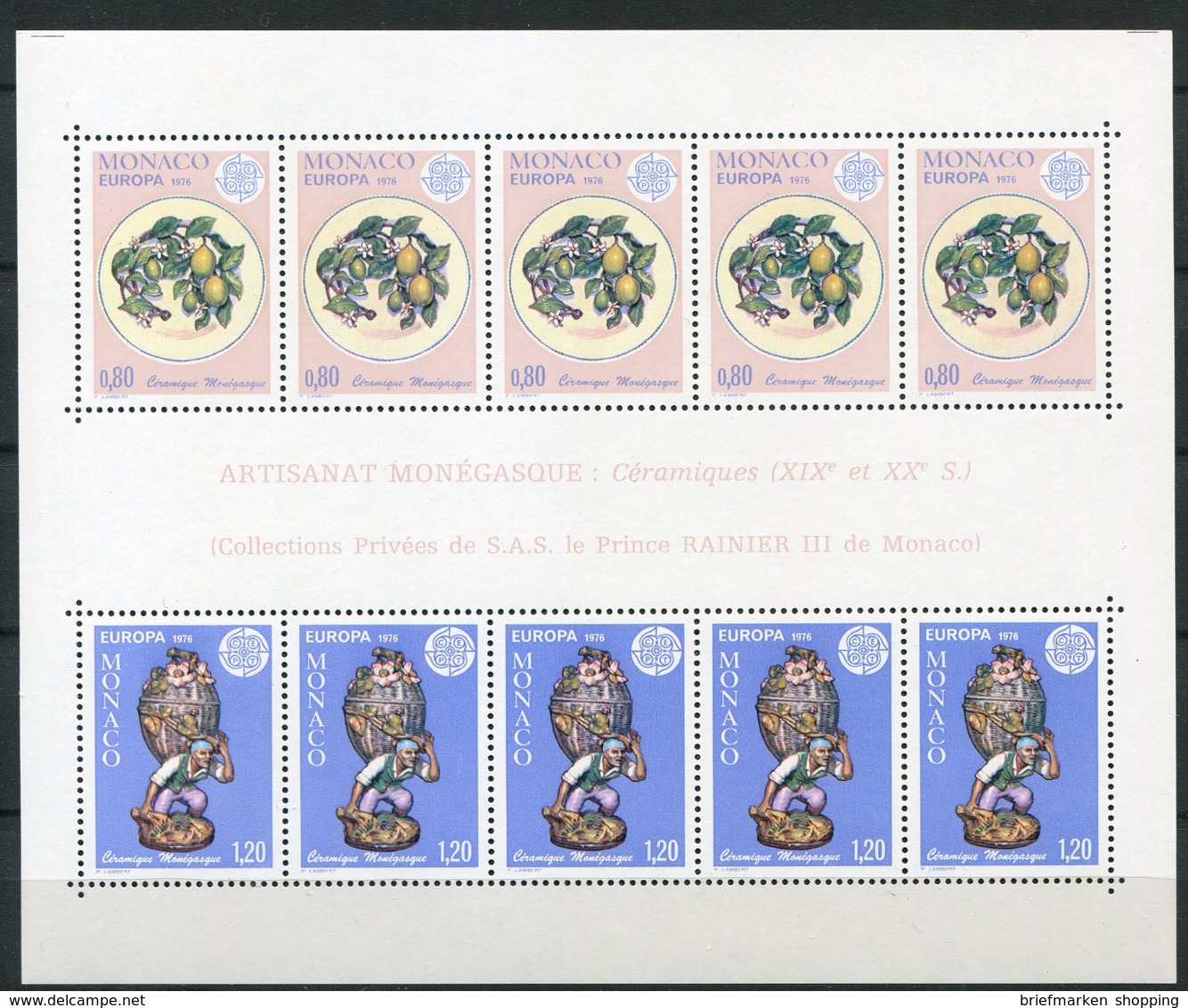 Monaco 1976 - Michel Block 10 - ** Mnh Neuf Postfris - Blocks & Kleinbögen