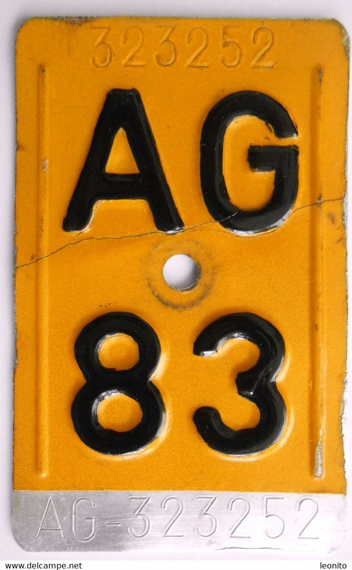 Velonummer Mofanummer Aargau AG 83, Letzte Kleine Töfflinummer AG ! - Number Plates