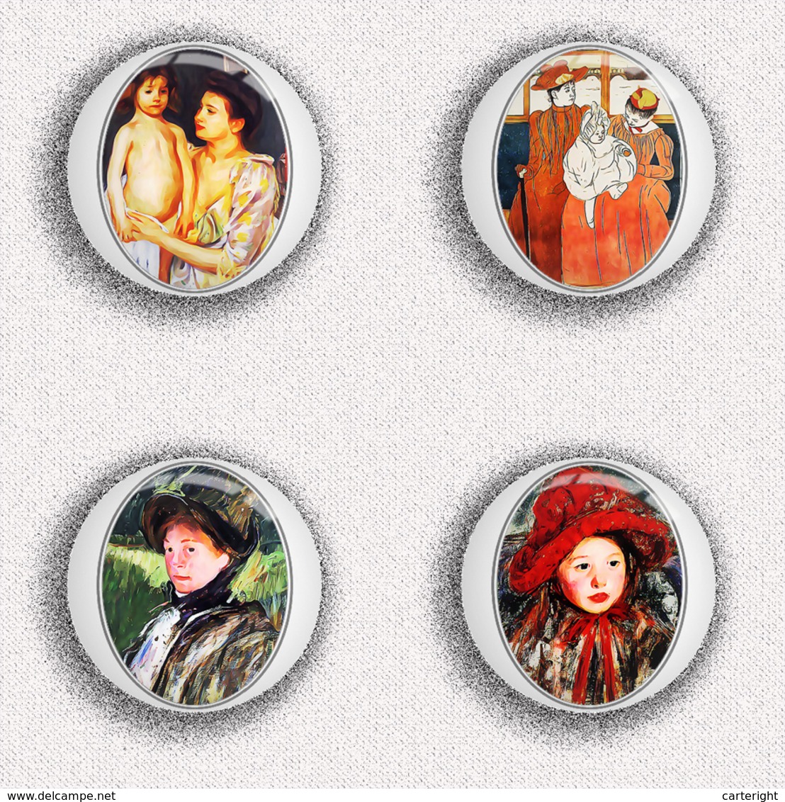 35 X Mary Cassatt Painting Fan ART BADGE BUTTON PIN SET 2 (1inch/25mm Diameter) - Other & Unclassified