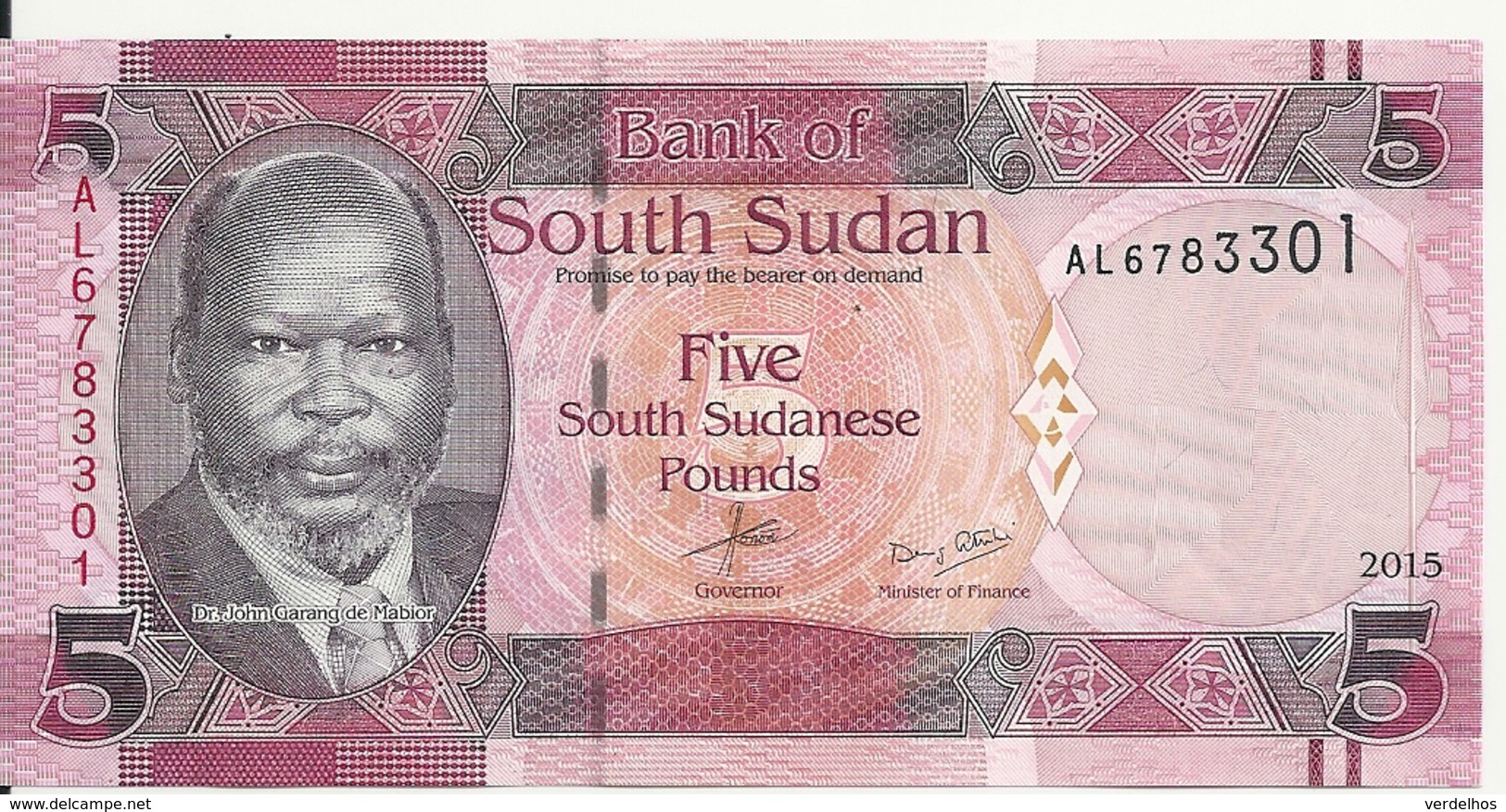 SOUDAN SOUTH 5 POUNDS 2015 UNC P 11 - Soudan