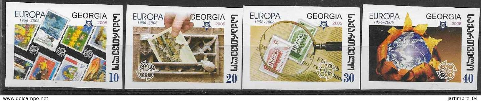 2006 GEORGIE 405-08 ** Cinquantenaire Europa, Timbre Sur Timbre, Tortue, Non Dentelée - Géorgie