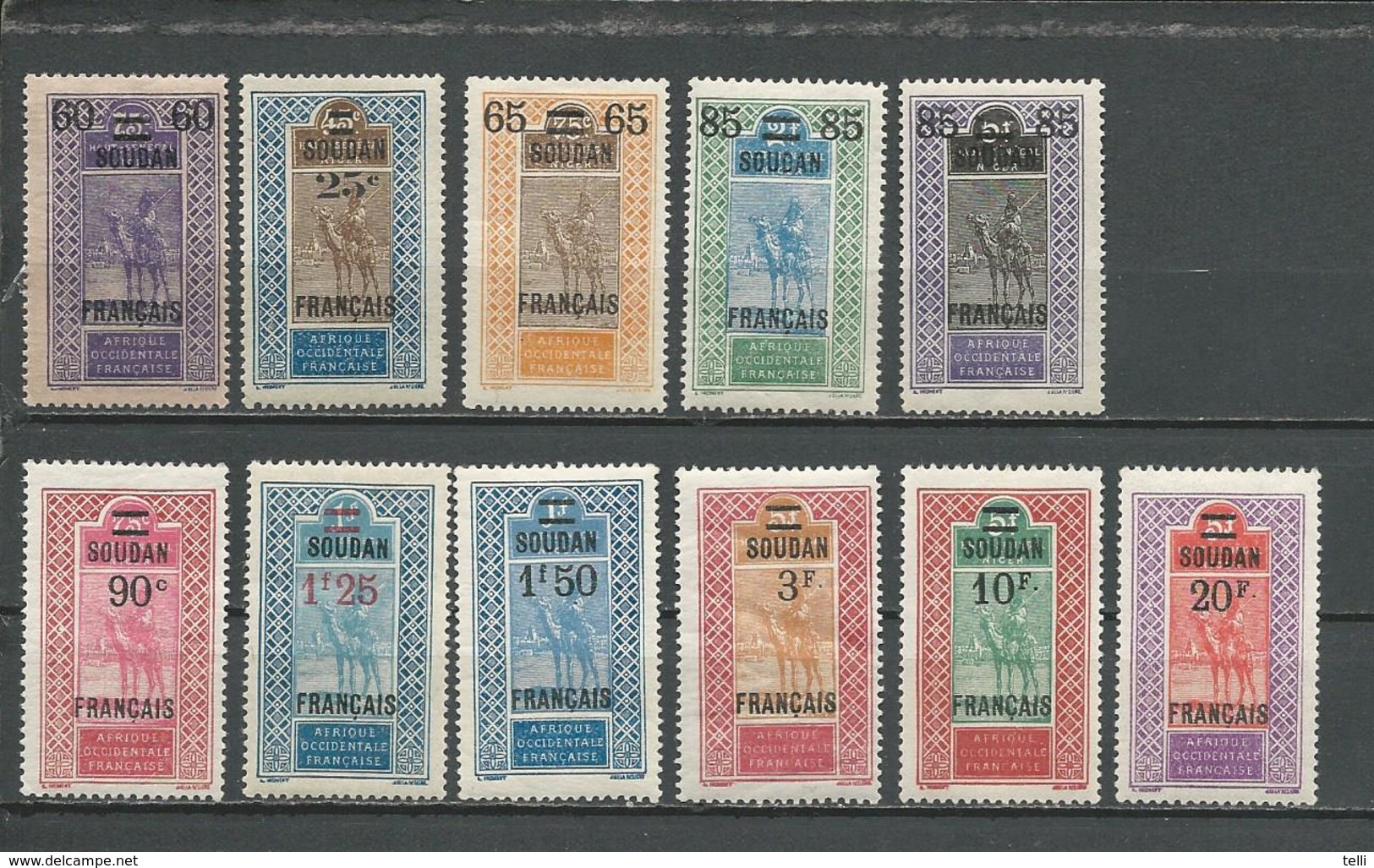 SOUDAN FRANCAIS Scott 50-60 Yvert 42-52 (11) * 72,50 $ 1922-27 SURCHARGES - Neufs