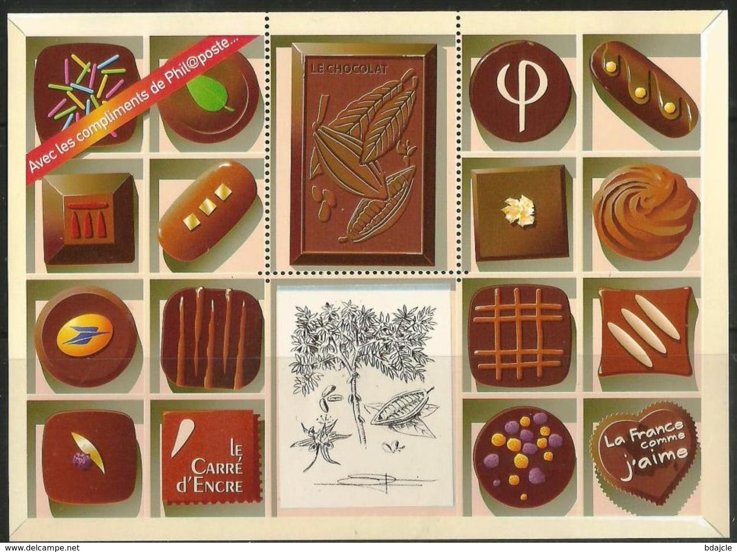 Vignette "Le Carré D'Encre 2009" - Le Chocolat - Documenti Della Posta