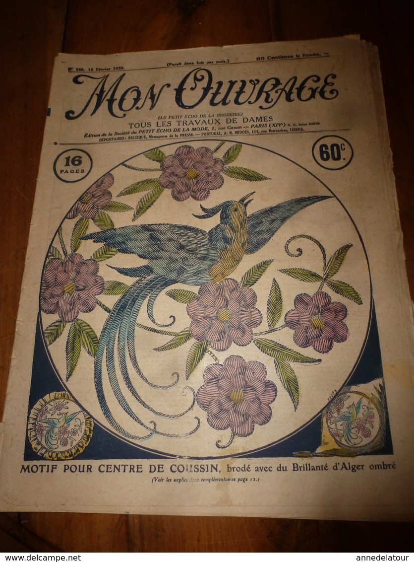 1930 MON OUVRAGE:Motif Pour Centre De Coussin,brodé Avec Du Brillanté D'Alger Ombré;Broderie Moderne;Nombreuses Pubs;etc - 1900 - 1949