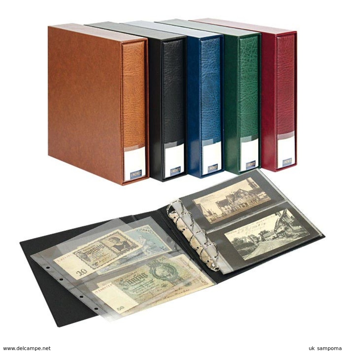 Lindner 3532BN-S PUBLICA M Banknote Album For 80 Banknotes/postcards, Black - Large Format, Black Pages