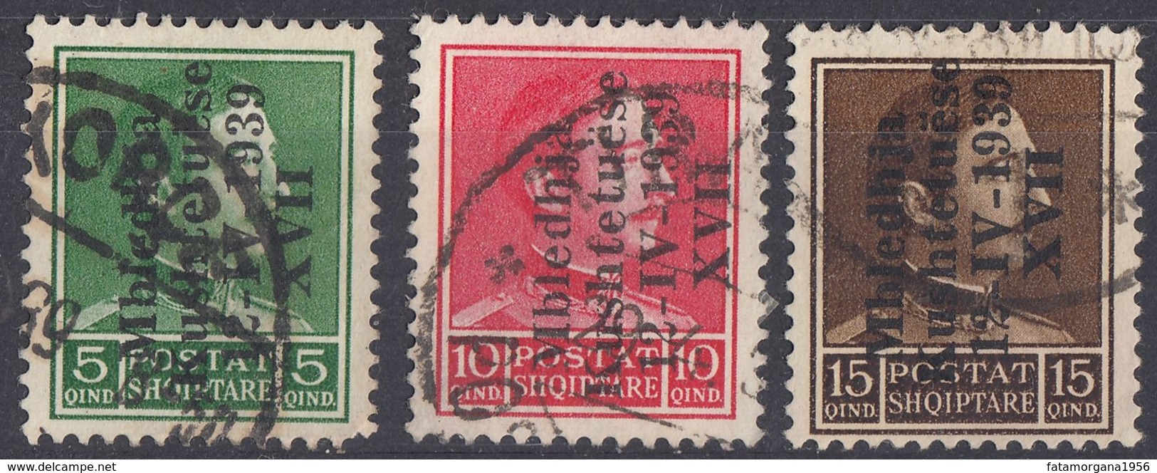 ALBANIA - 1939 - Tre Valori Usati: Yvert 256C/256E. - Albania