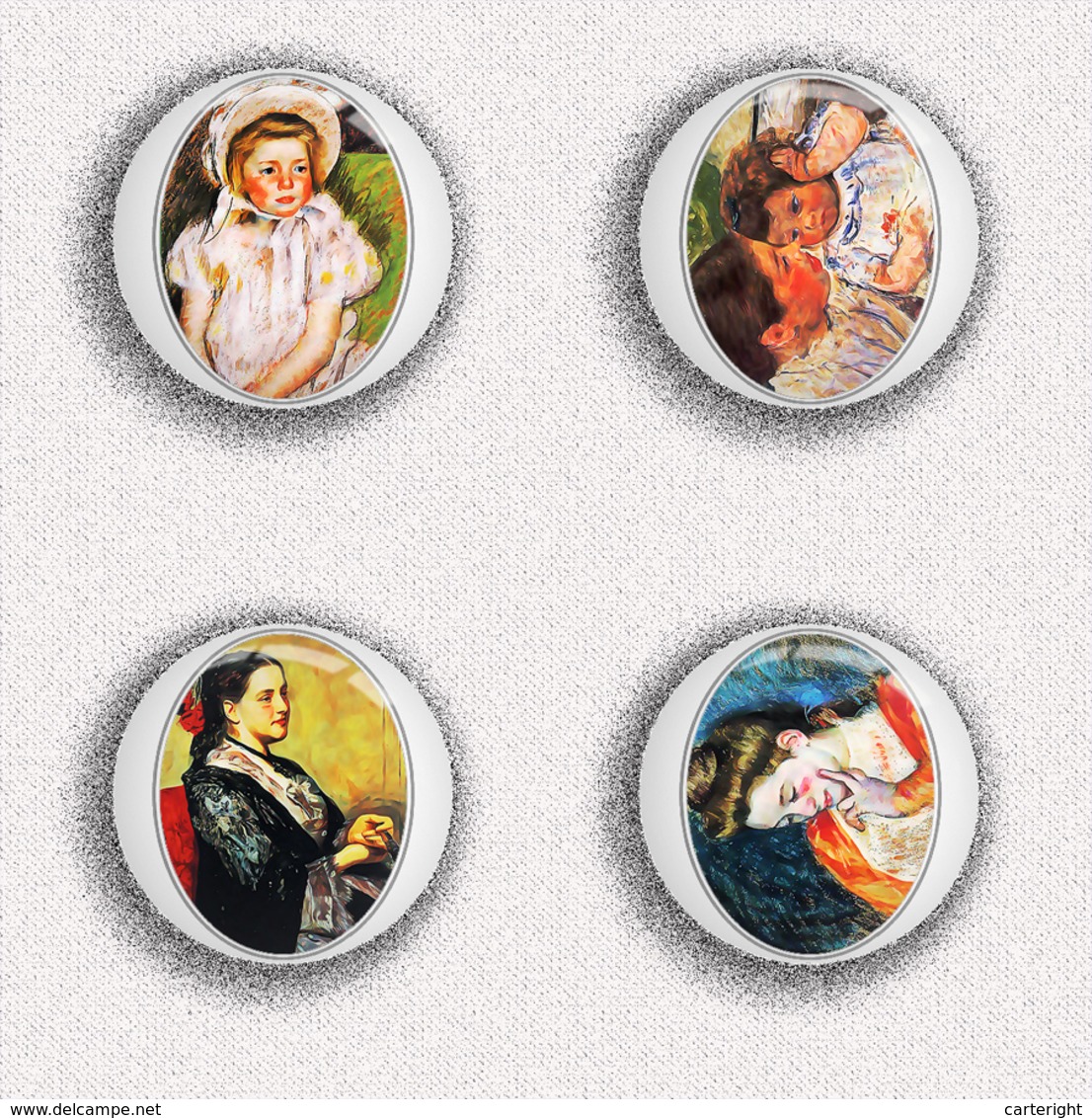 35 X Mary Cassatt Painting Fan ART BADGE BUTTON PIN SET 3 (1inch/25mm Diameter) - Other & Unclassified