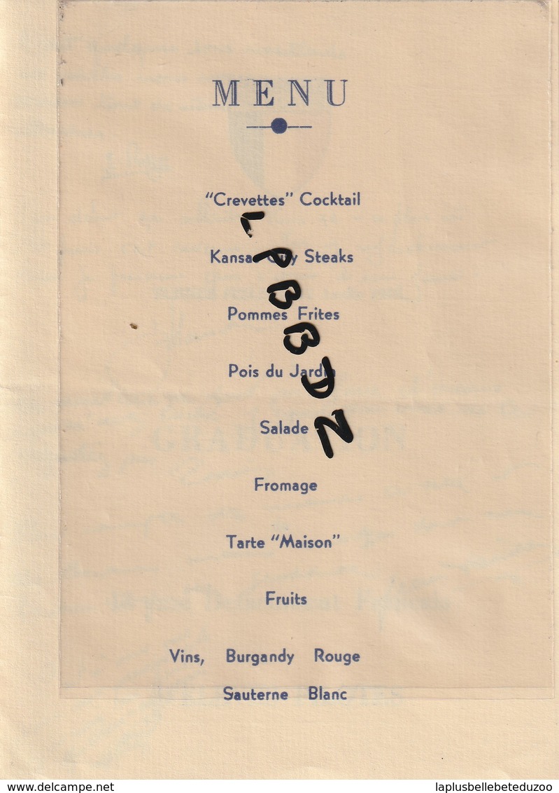 MENU - MILITARIA - AVIATION - 1945 - ESCADRILLE FRANCAISE - TURNER FIELD - 13e Détachement D'elèves Pilotes - Menus