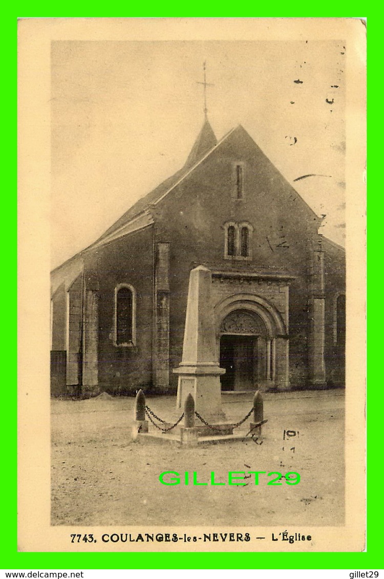 COULANGES-LES-NEVERS (58) - L'ÉGLISE - CIRCULÉE EN 1934 -  ETS RIVIÈRE-BUREAU - - Nevers