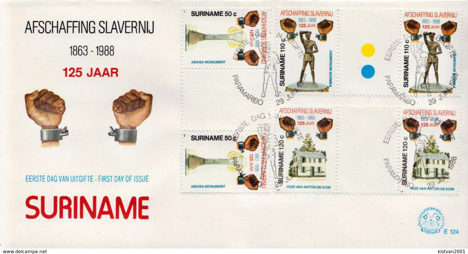 Surinam Set On FDC In Gutter Pairs - Surinam