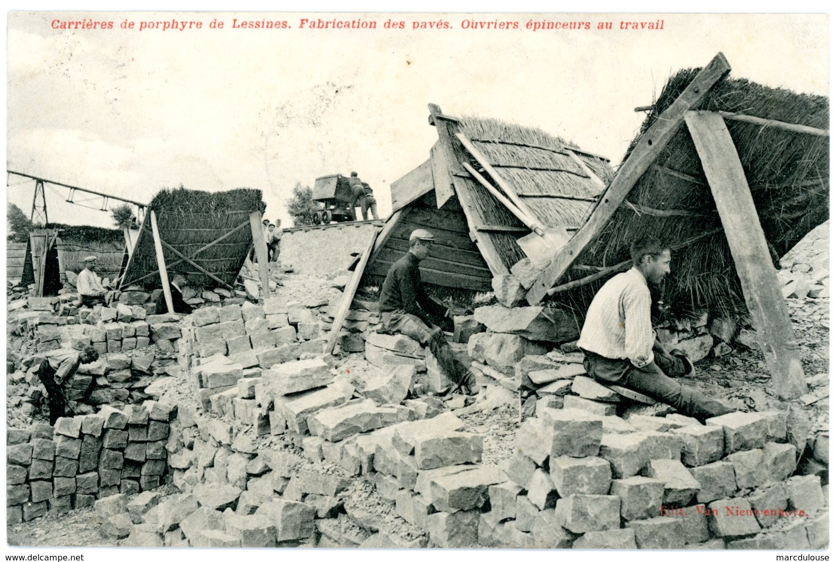 Lessines. Carrières De Porphyre. Fabrication Des Pavés. Ouvriers épinceurs Au Travail. Circulé 1911. Lessen. Steengroeve - Lessines