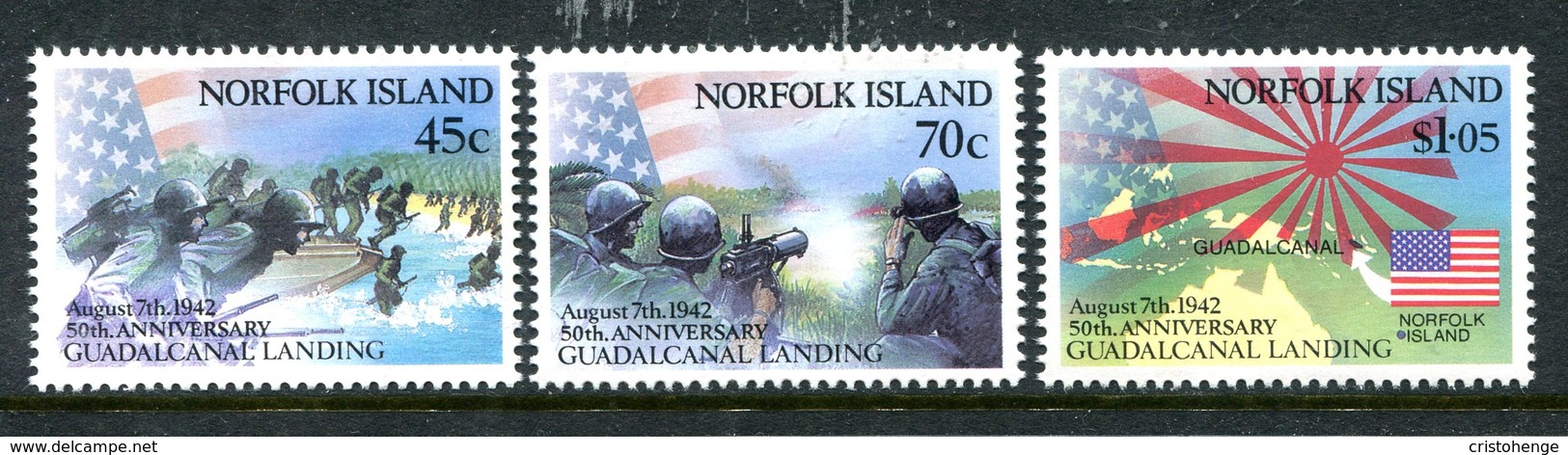 Norfolk Island 1992 50th Anniversary Of The Battle Of Guadacanal Set MNH (SG 534-536) - Norfolk Island