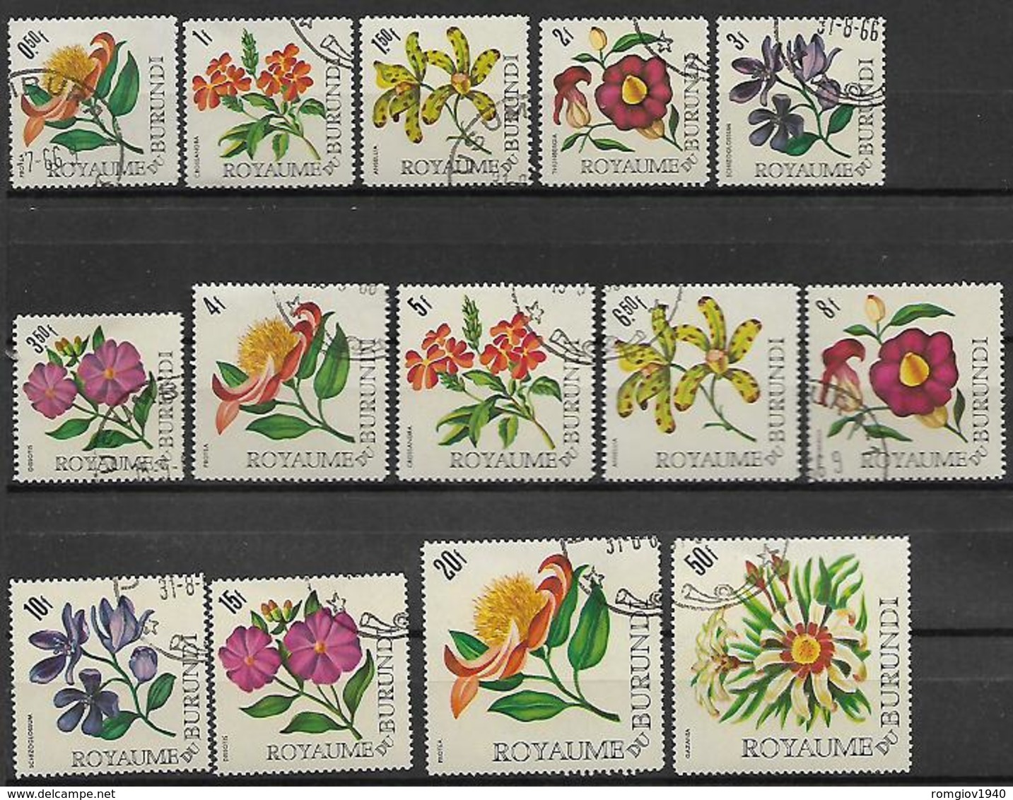 BURUNDI 1966 ORDINARIA FIORI YVERT. 172-187 USATA VF - Nuovi