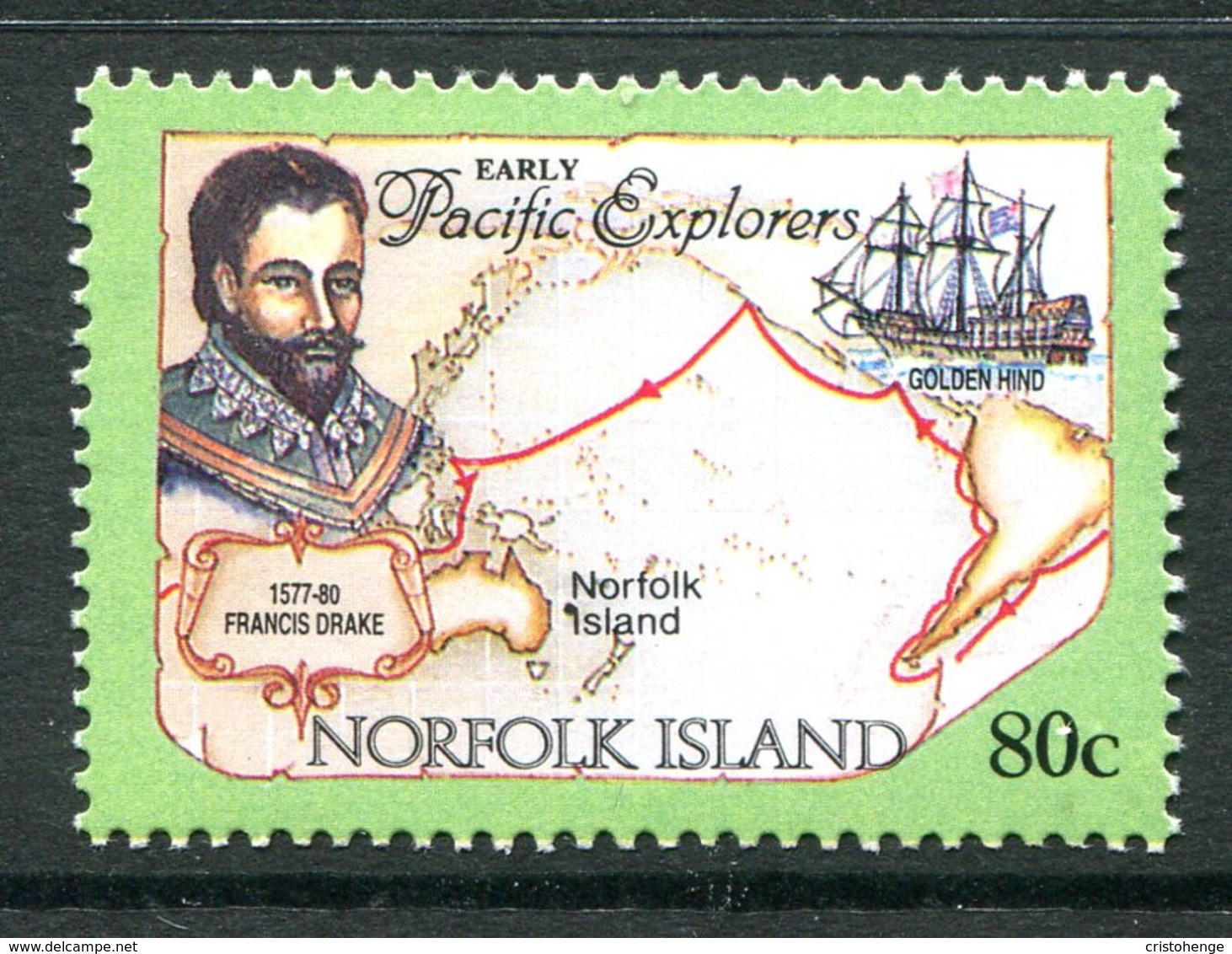 Norfolk Island 1994 Pacific Explorers - 80c Sir Francis Drake MNH (SG 568) - Norfolk Island