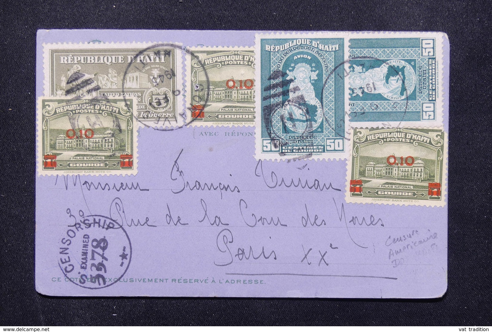 HAITI - Carte De Correspondance De Gonaives Pour Paris En 1945 Avec Contrôle Postal - L 21709 - Haïti