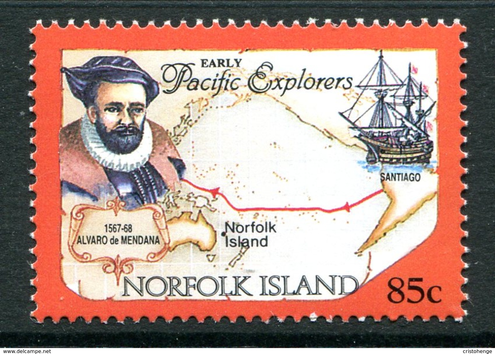 Norfolk Island 1994 Pacific Explorers - 85c Alvaro De Mendana MNH (SG 569) - Norfolk Island