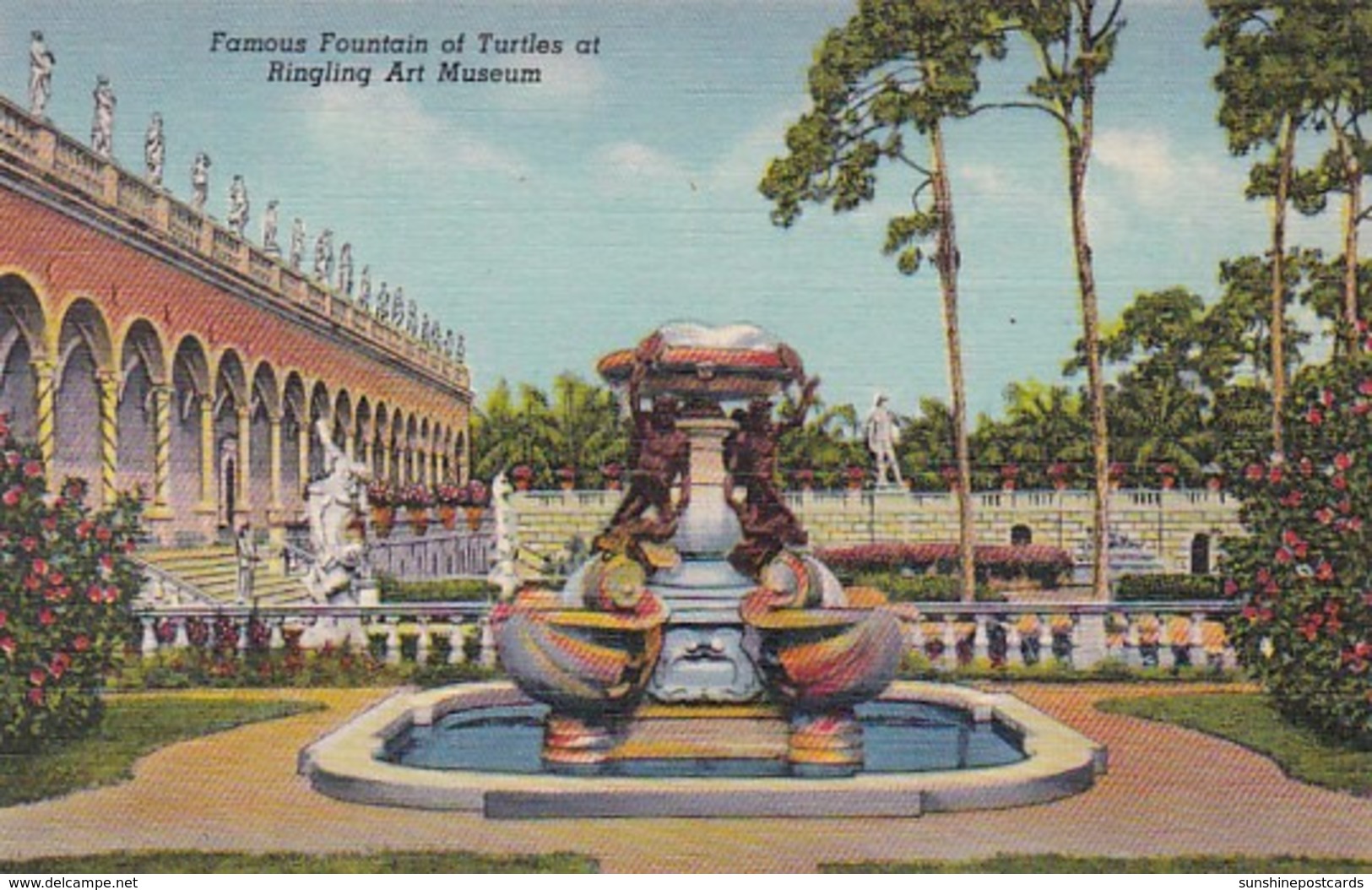 Florida Sarasota Fountain Of Turtles At Ringling Art Museum Curteich - Sarasota