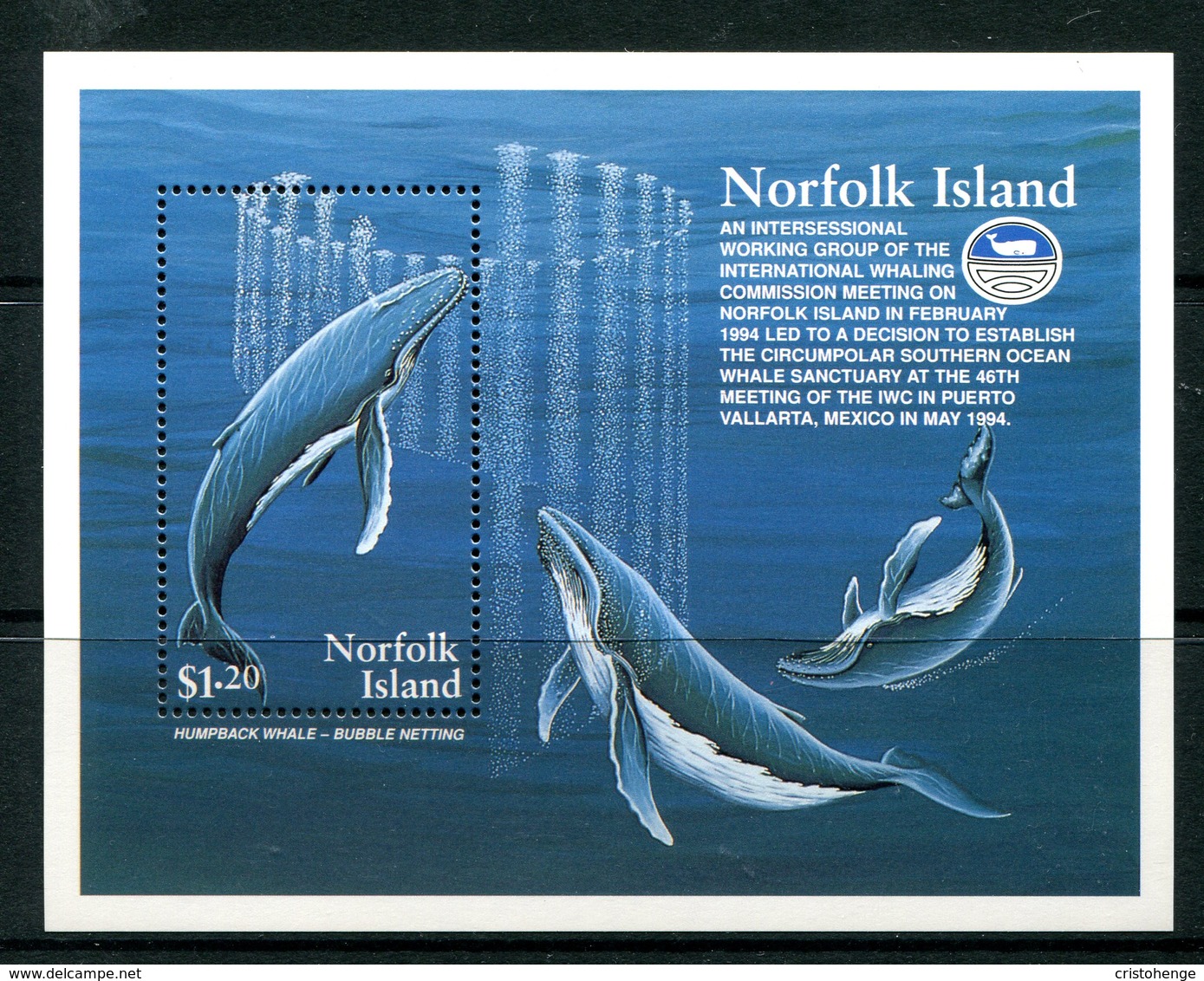 Norfolk Island 1995 Humpback Whale Conservation MS MNH (SG MS590) - Norfolk Island