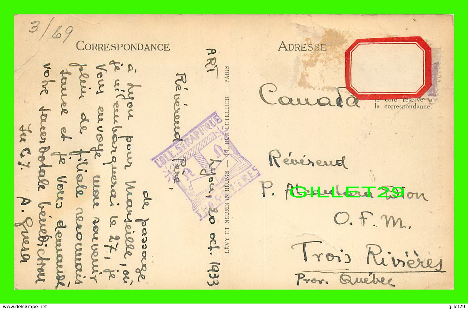 LYON (69) - NOTRE-DAME DE FOURVIÈRE - LL. - STATUE DE SAINT-MICHEL - CIRCULÉE EN 1933 - LÉVY ET NEURDI RÉUNIS - - Autres & Non Classés