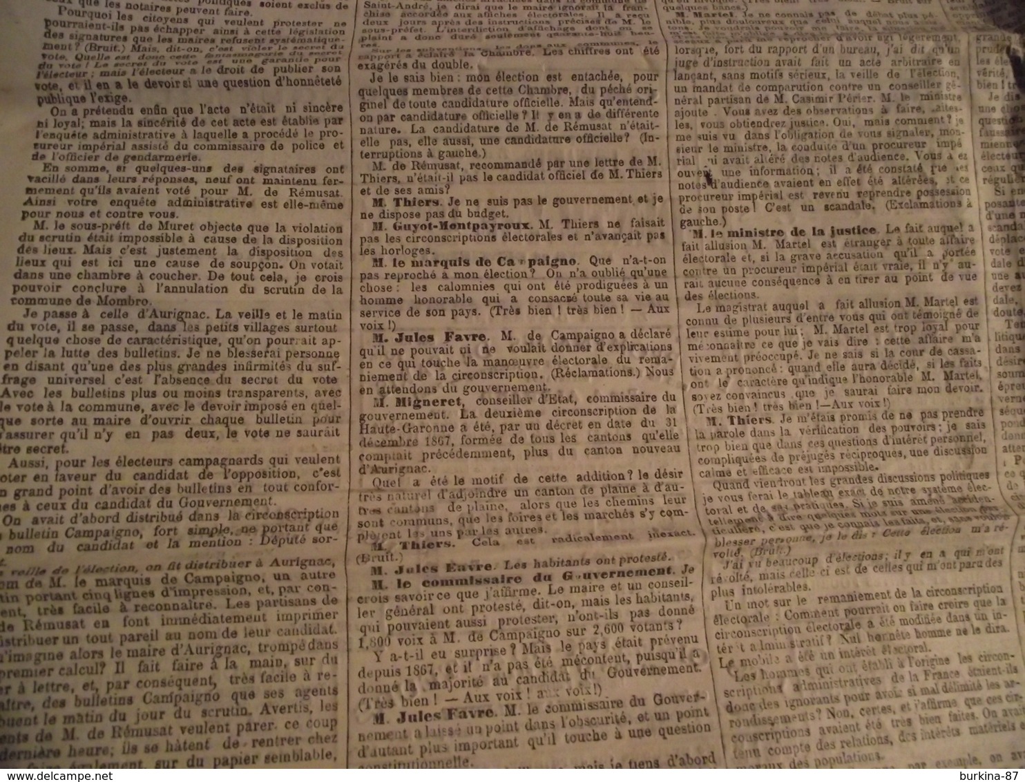 Le PEUPLE FRANCAIS, 25 décembre 1869,  journal Politique quotidien