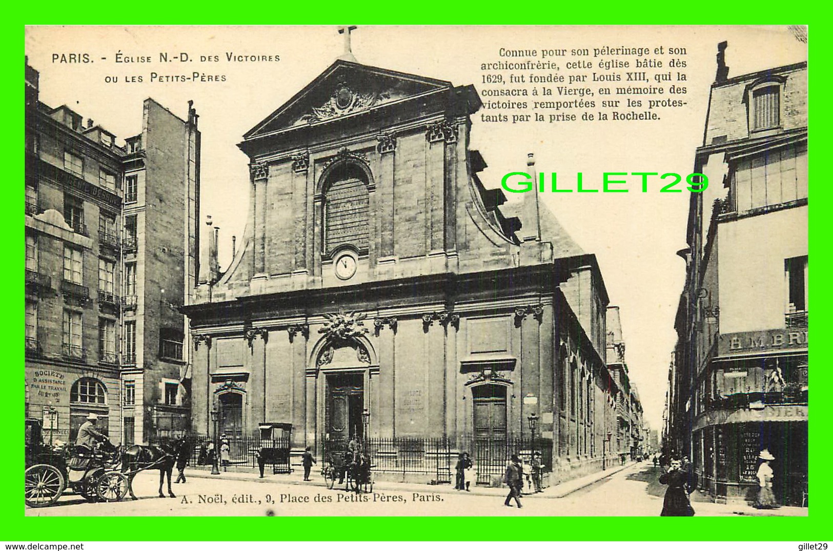 PARIS (75) - ÉGLISE N. D. DES VICTOIRES OU LES PETITS-PÈRES - ANIMÉE - A. NOEL, ÉDIT. - - Eglises