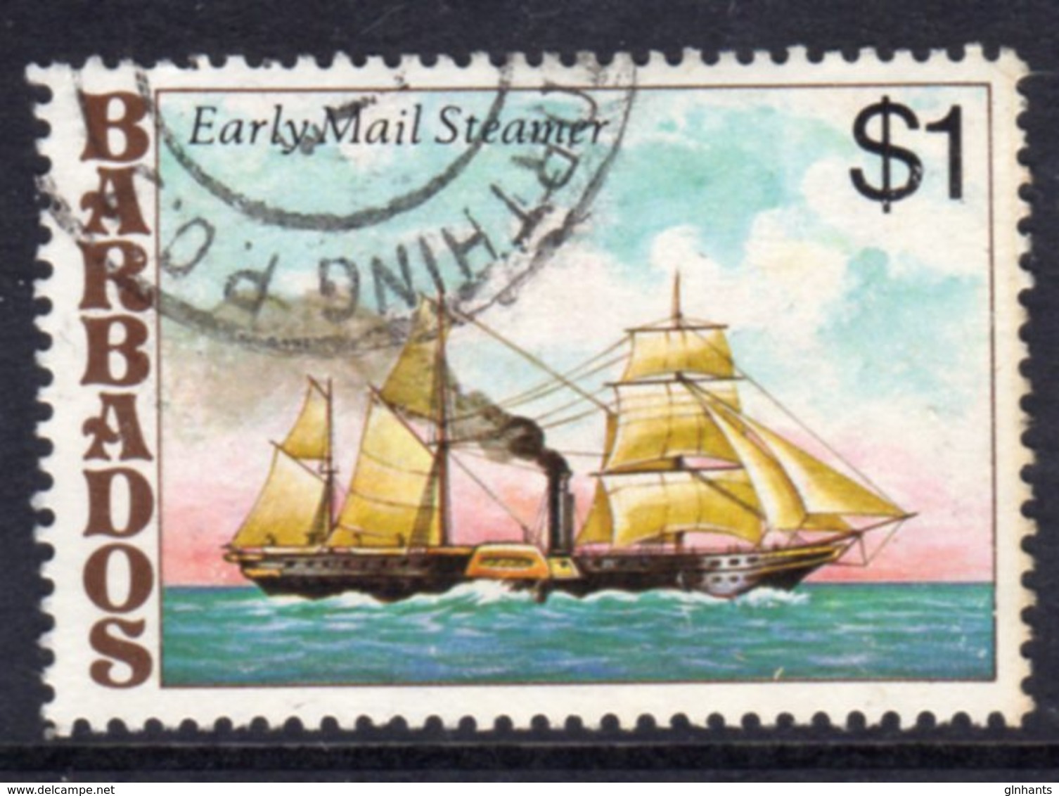 BARBADOS - 1979 $1 SAILING SHIP STAMP FINE USED SG 616 - Barbados (1966-...)