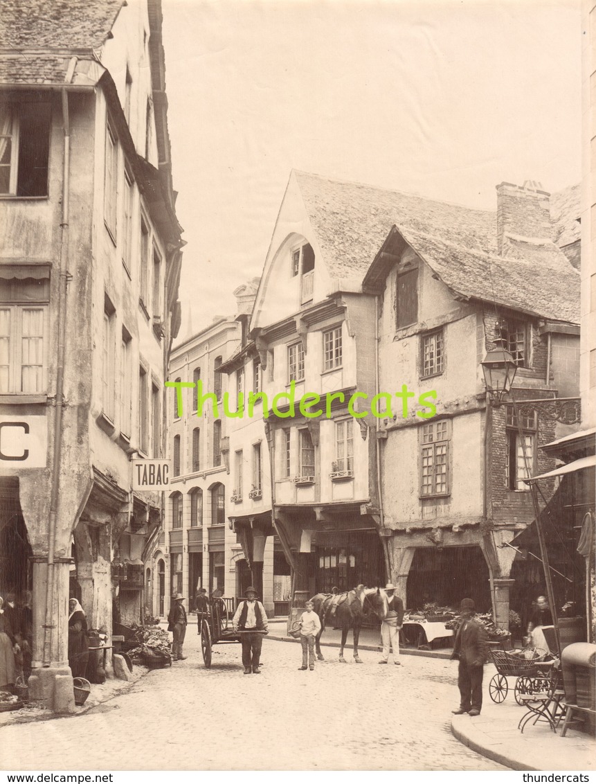 GRANDE PHOTO ALBUMINEE LARGE ANTIQUE VINTAGE ALBUMEN PRINT GROTE ALBUMINE DINAN RUE DE L'APPORT - Ancianas (antes De 1900)