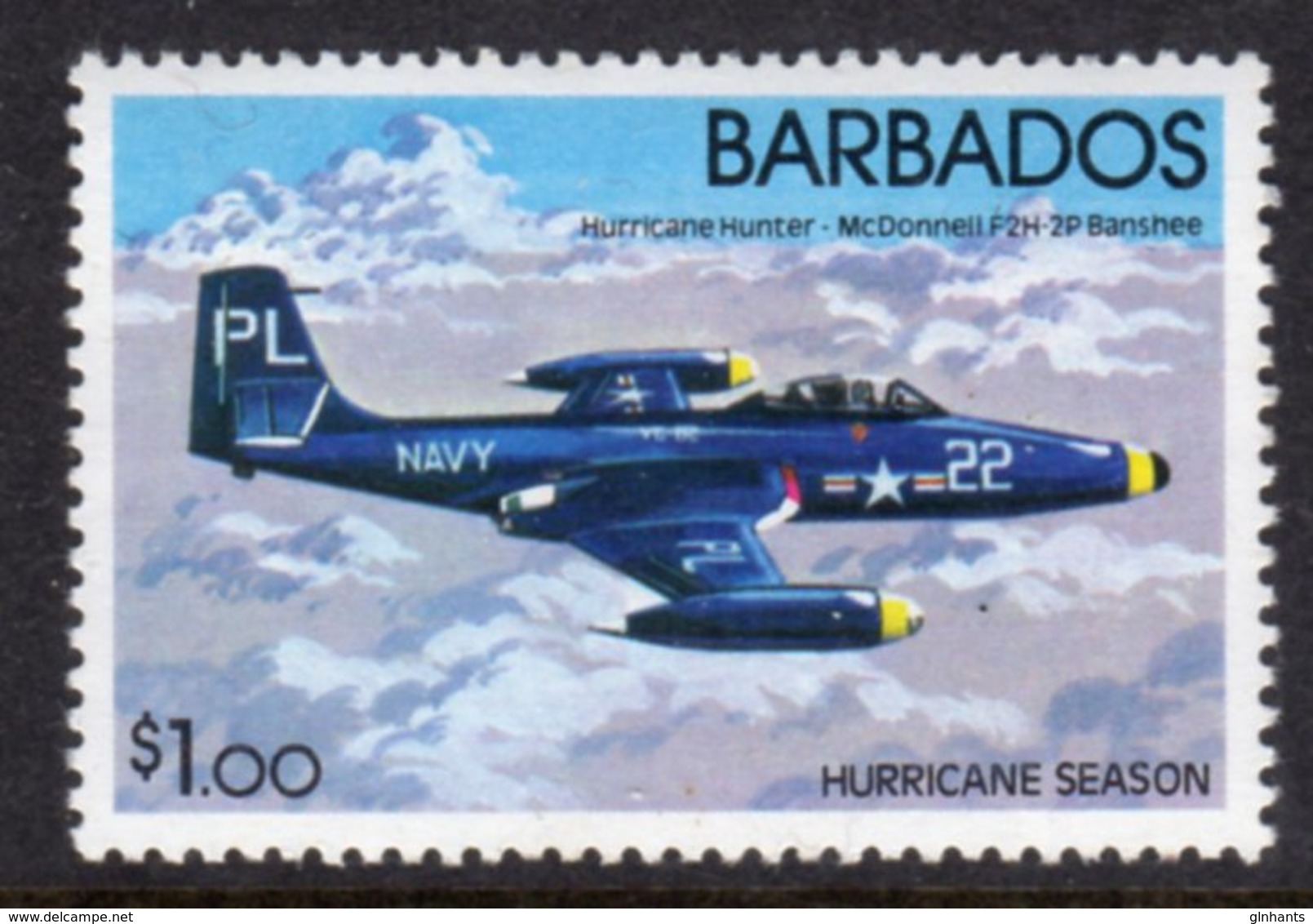 BARBADOS - 1981 $1 HURRICANE SEASON AIRCRAFT STAMP FINE MNH ** SG 688 - Barbados (1966-...)