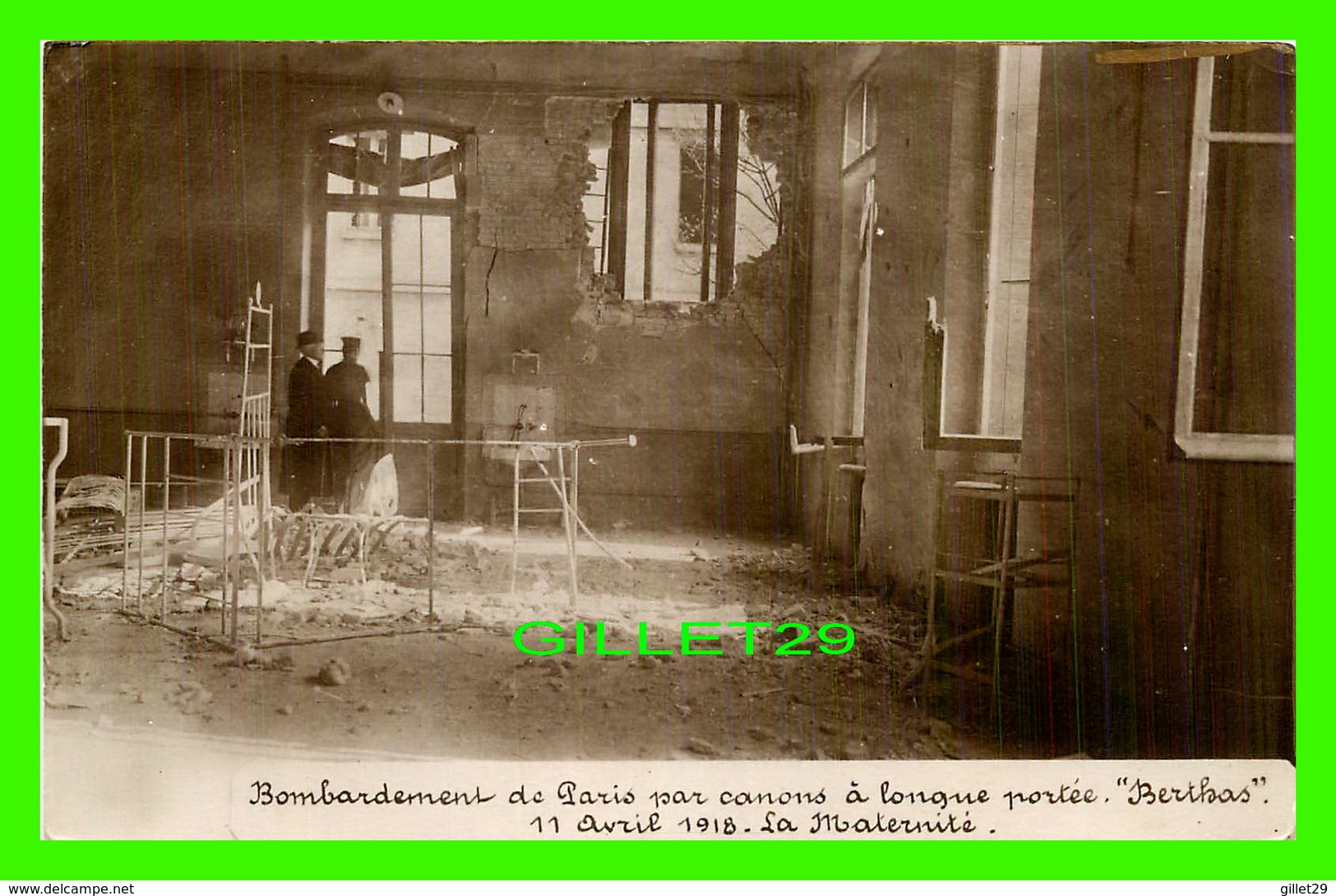 PARIS (75) - BOMBARDEMENT DE PARIS PAR CANONS À LONGUE PORTÉE BERTHAS LE 11 AVRIL 1918, LA MATERNITÉ - - Autres & Non Classés