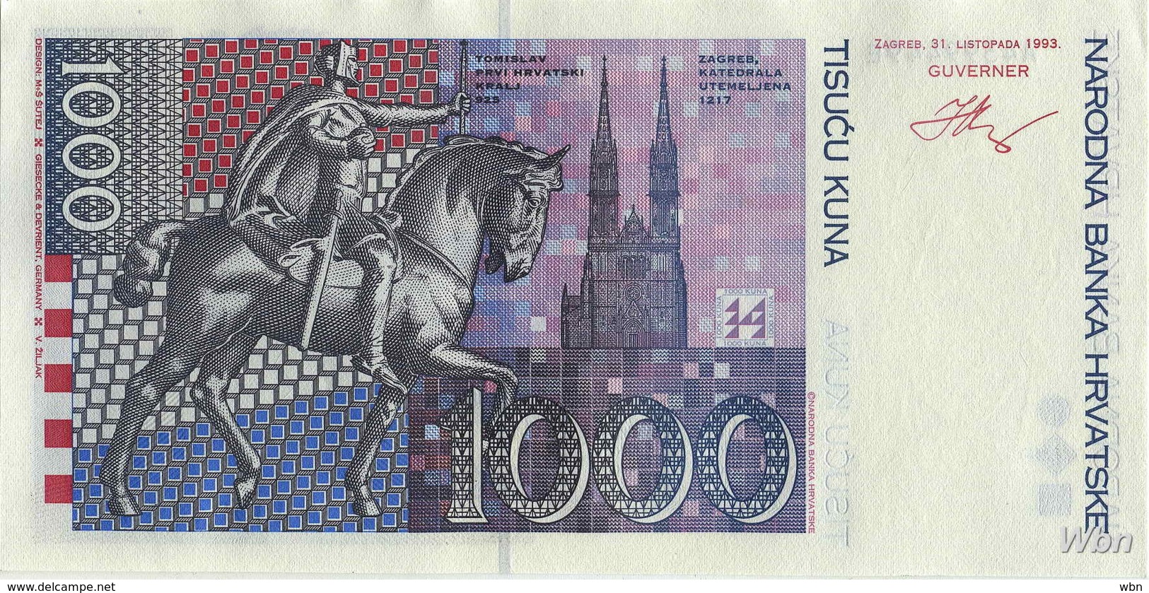 Croatie 1000 Kuna (P35) 1993 -UNC- - Croatie