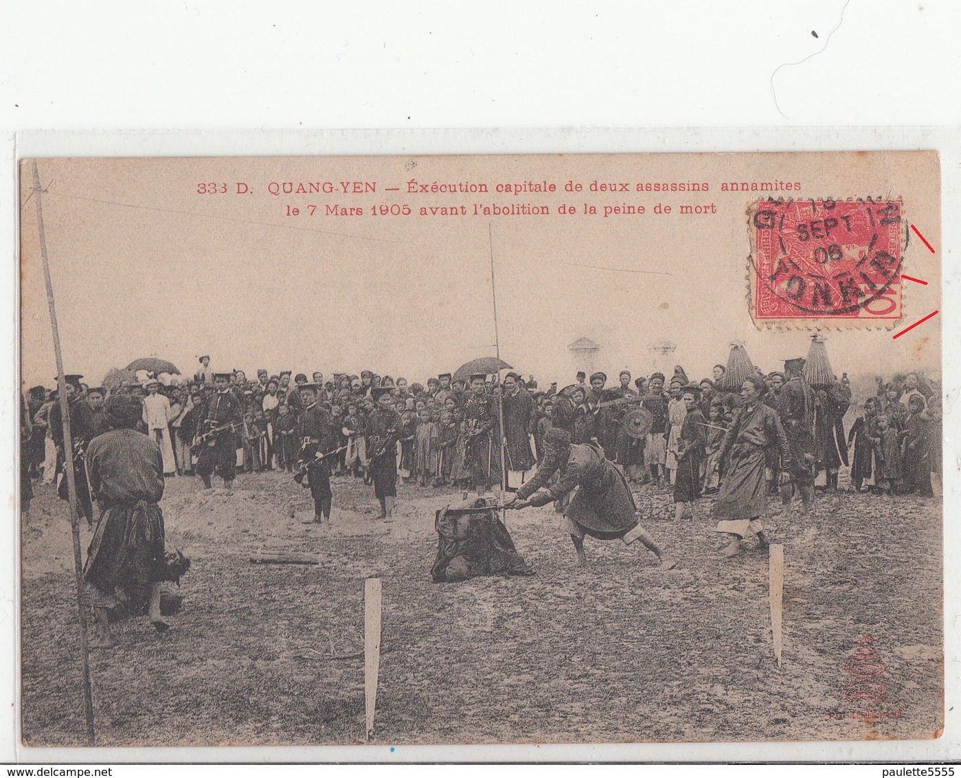 CPA- QUANG-YEN- Exécution Capitale De Deux Assassins Annamite Le 7 Mars 1905-2scans 1905 - Vietnam