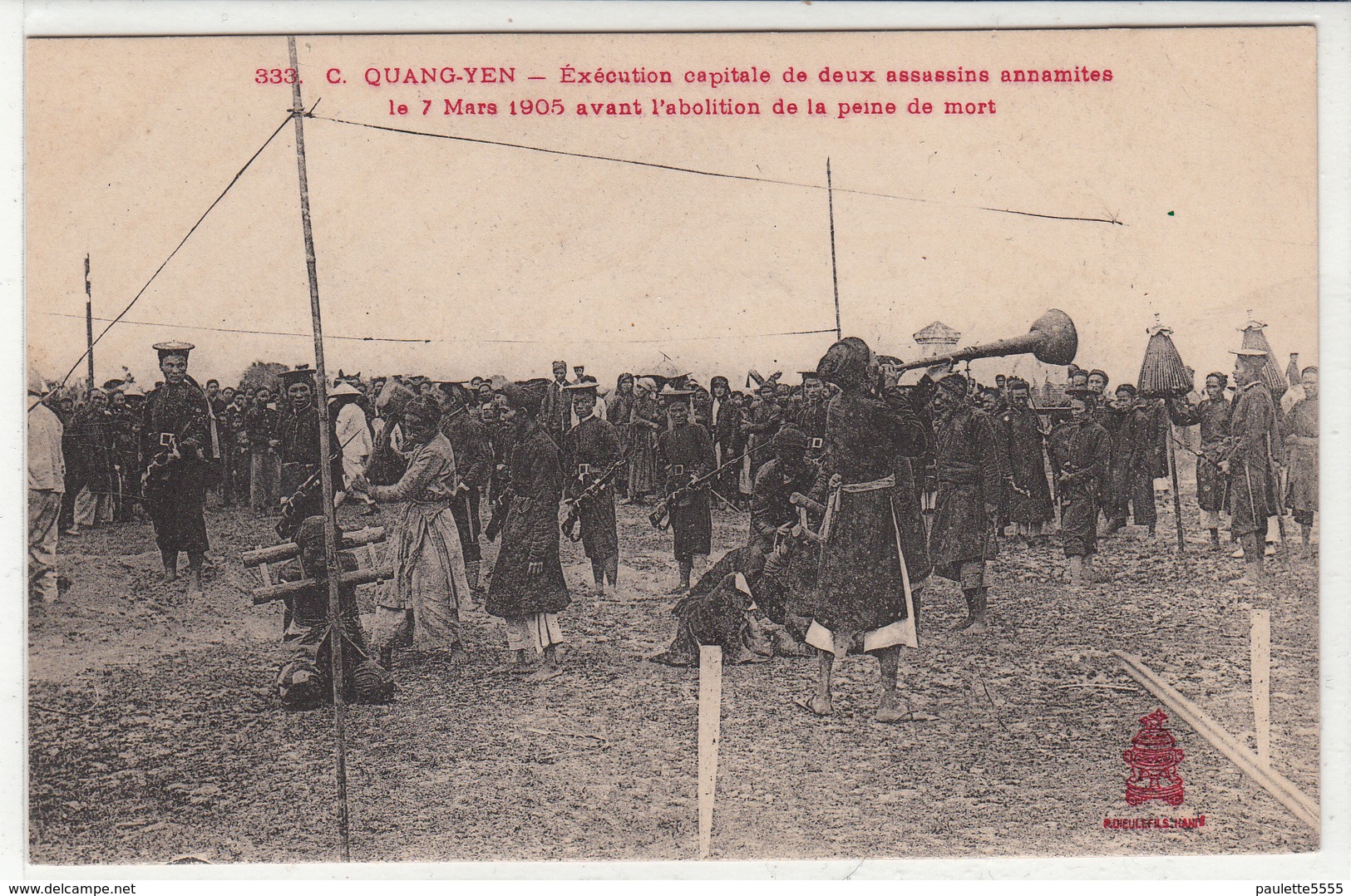CPA- QUANG-YEN- Exécution Capitale De Deux Assassins Annamite Le 7 Mars 1905-2scans TBE - Viêt-Nam