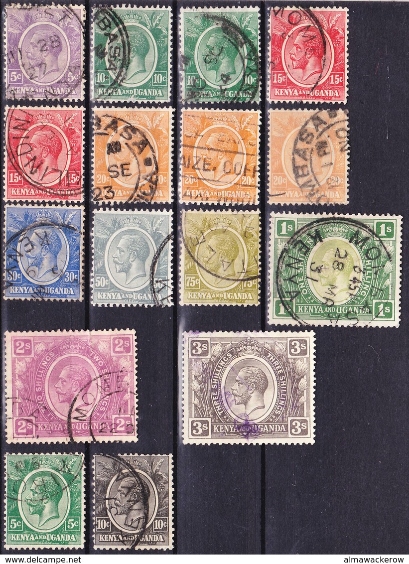 Kenya And Uganda 1922-27 Lot 1 King George V. Definitives Used O, I Sell My Collection! - Kenya & Oeganda