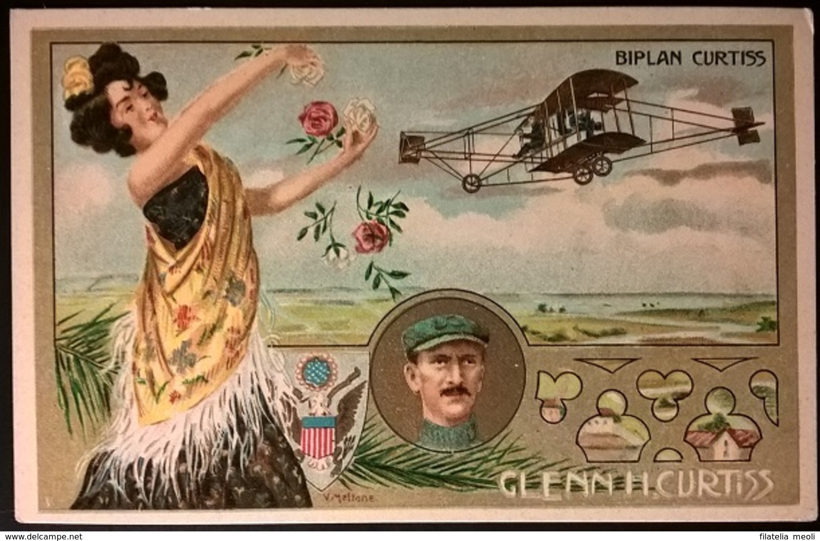 BIPLANO CURTISS PILOTA G. CURTISS - Airmen, Fliers