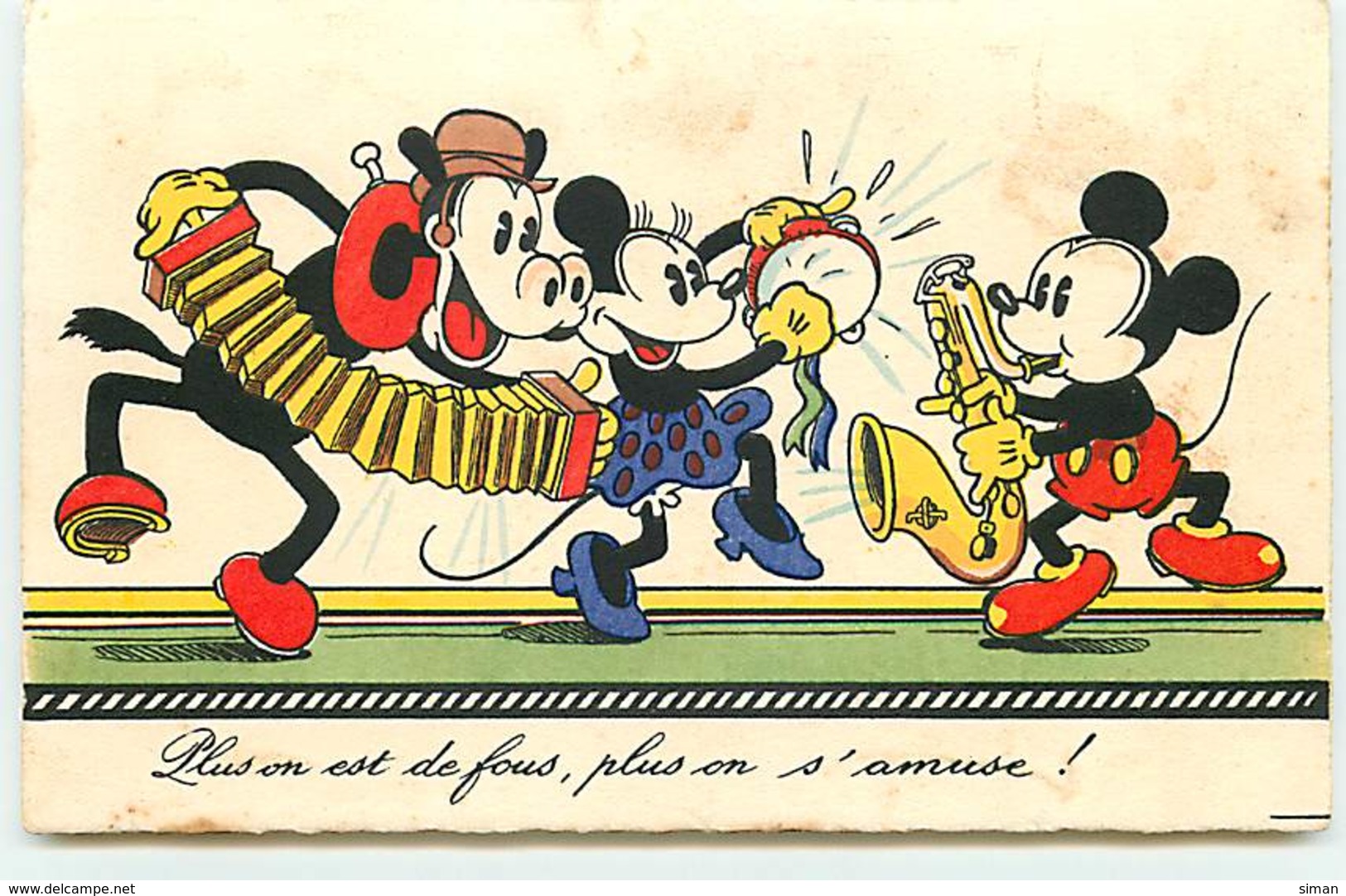 N°7617 - Carte Fantaisie - Plus On Est De Fous, Plus On S'amuse - Mickey, Minnie - Disneyworld