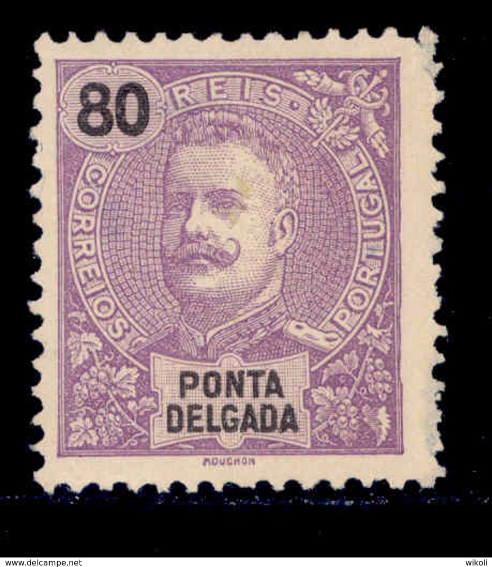 ! ! Ponta Delgada - 1897 D. Carlos 80 R - Af. 21 - No Gum - Ponta Delgada