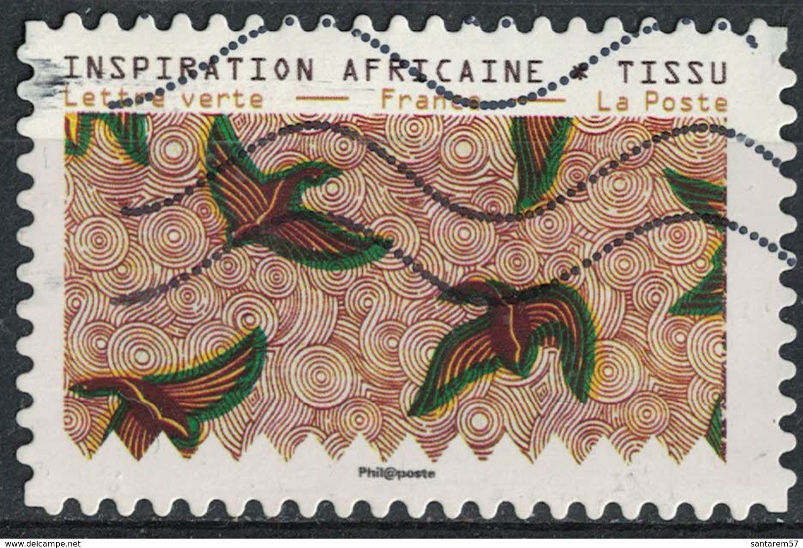 France 2019 Oblitéré Used Tissus Motifs Nature Inspiration Africaine Timbre 11 - Oblitérés