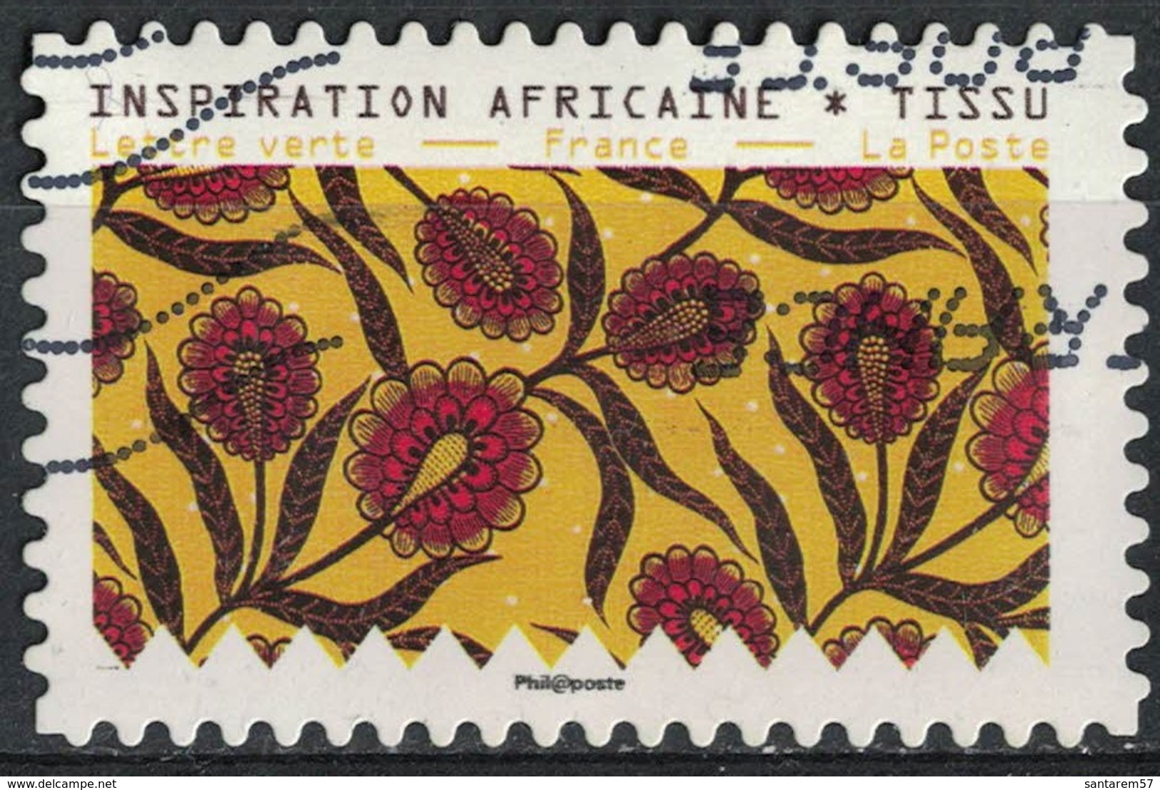 France 2019 Oblitéré Used Tissus Motifs Nature Inspiration Africaine Timbre 12 - Oblitérés