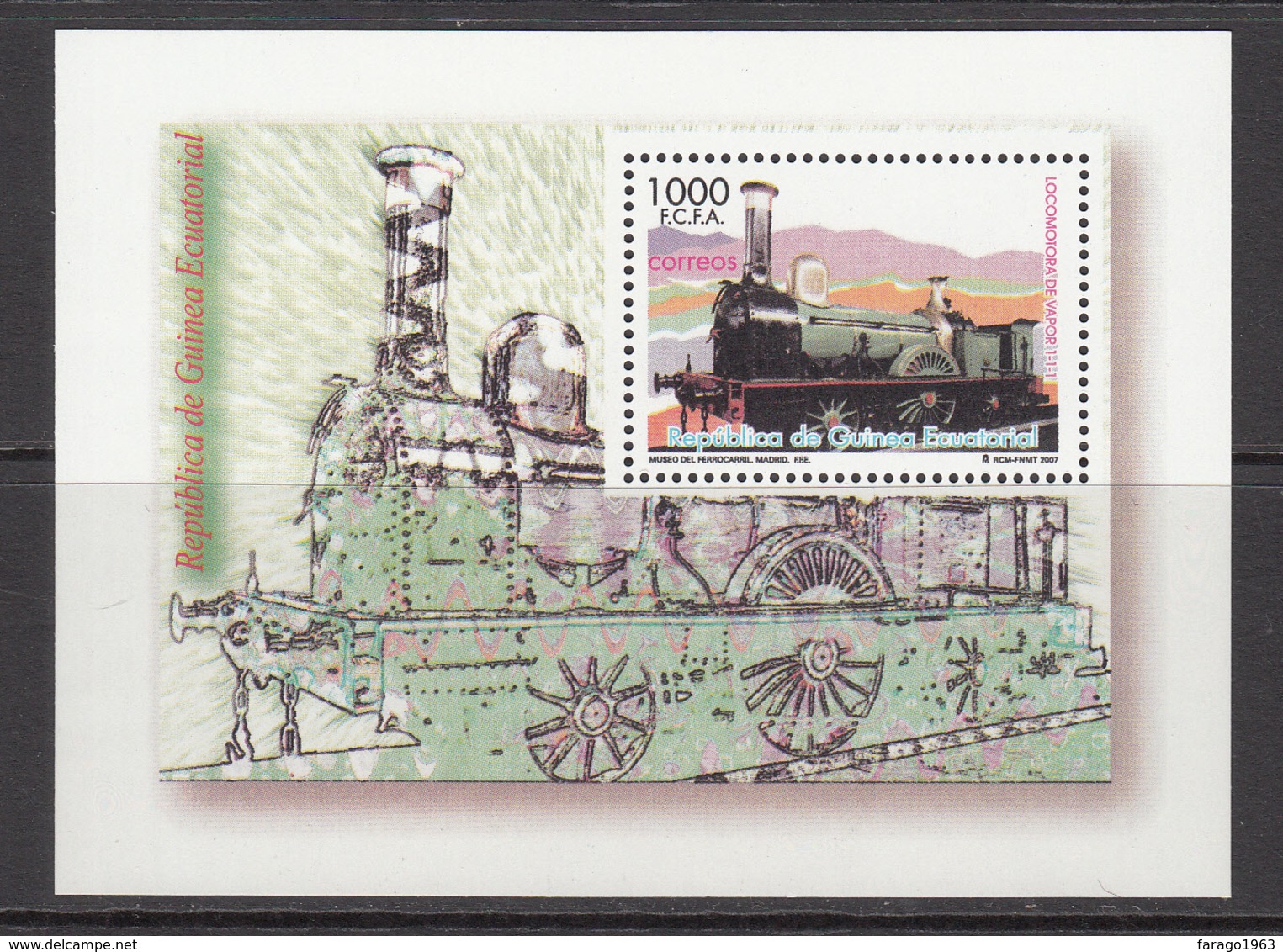 2007 Equatorial Guinea Ecuatorial Train Railway Souvenir Sheet Complete - Guinea Equatoriale