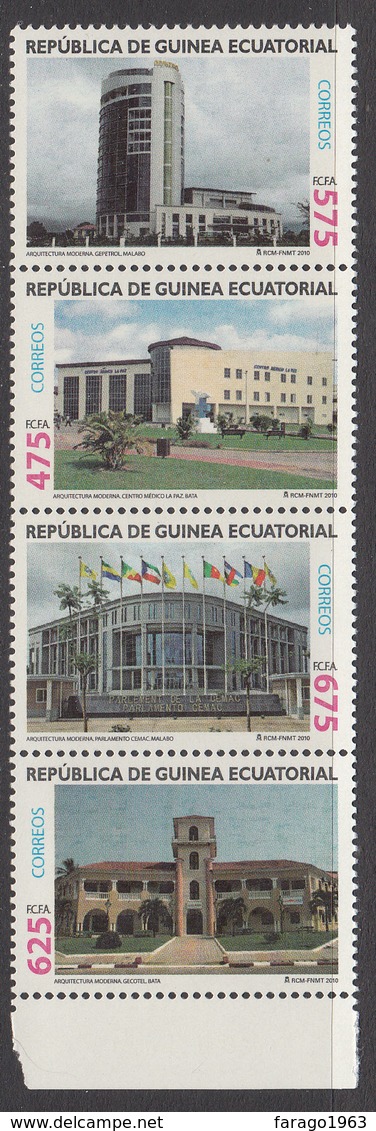 2010 Equatorial Guinea Ecuatorial Architecture Strip Of 4 Complete - Equatoriaal Guinea