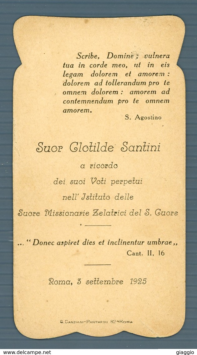 °°° Santino N. 484 - Suor Clotilde Santini Roma 3 Settembre 1925 °°° - Godsdienst & Esoterisme
