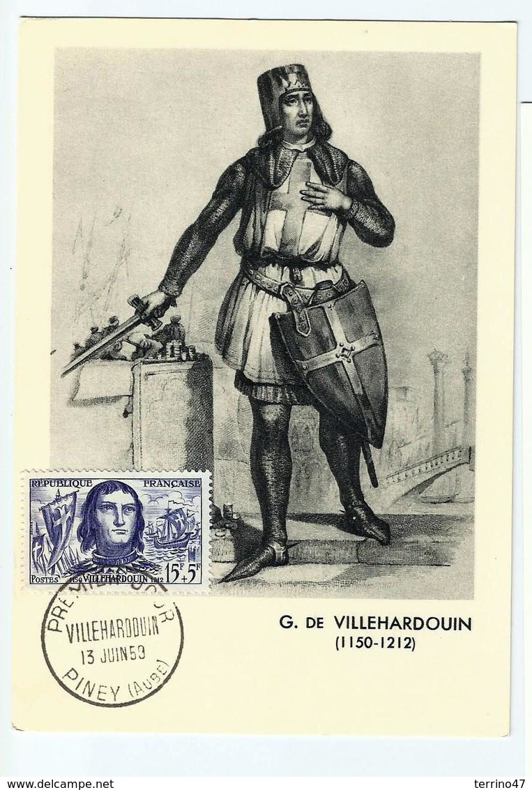 Carte Maximum VILLEHARDOUIN Geoffroi De.. (oblit. Illustrée 1959) - 1950-1959