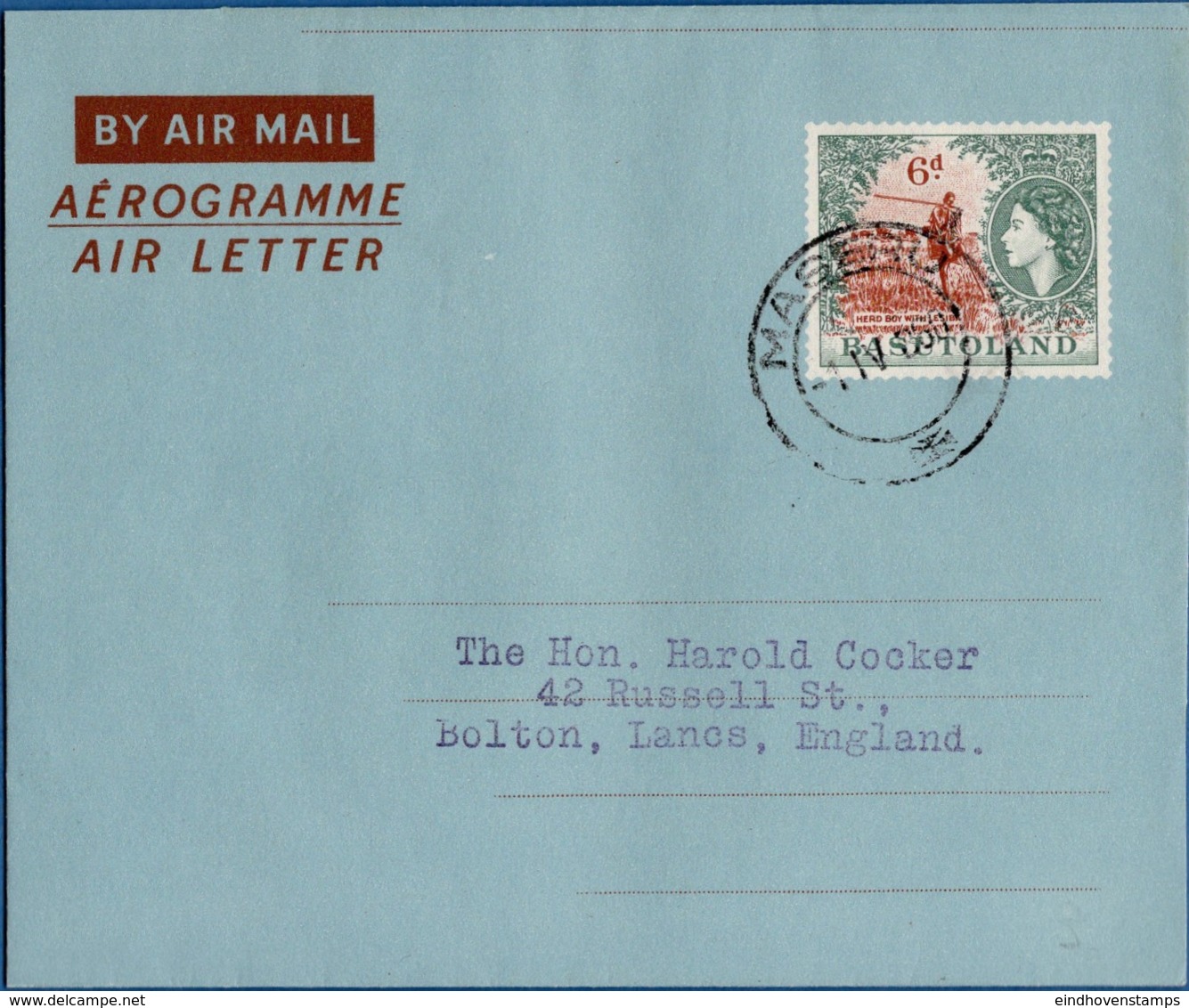 Basutoland 6 D Aerogram From Maseru To The UK, Cancelled - Africa (Varia)