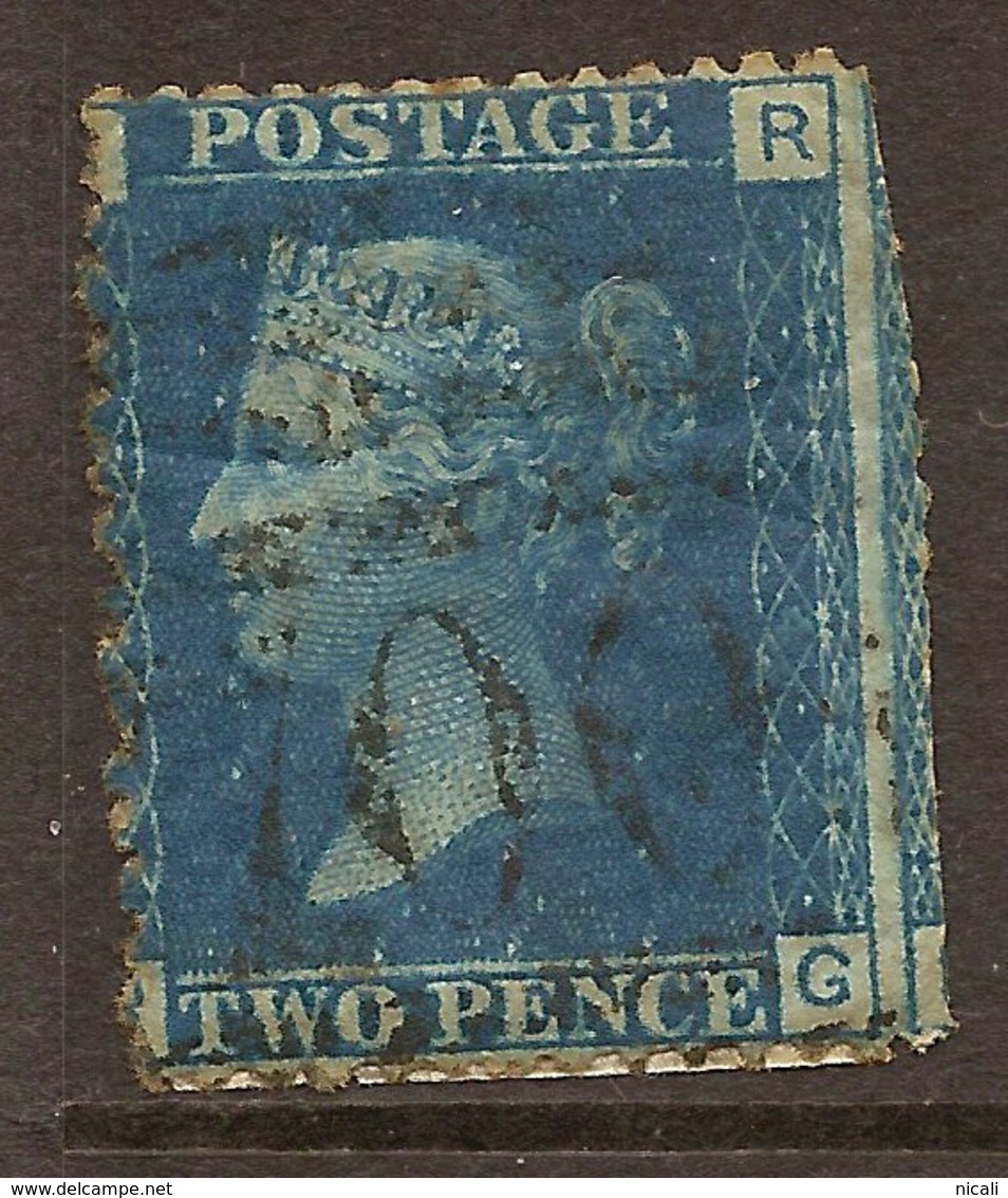 GB 1858 2d Blue Plate 14 QV SG 47 U #ARP351 - Oblitérés